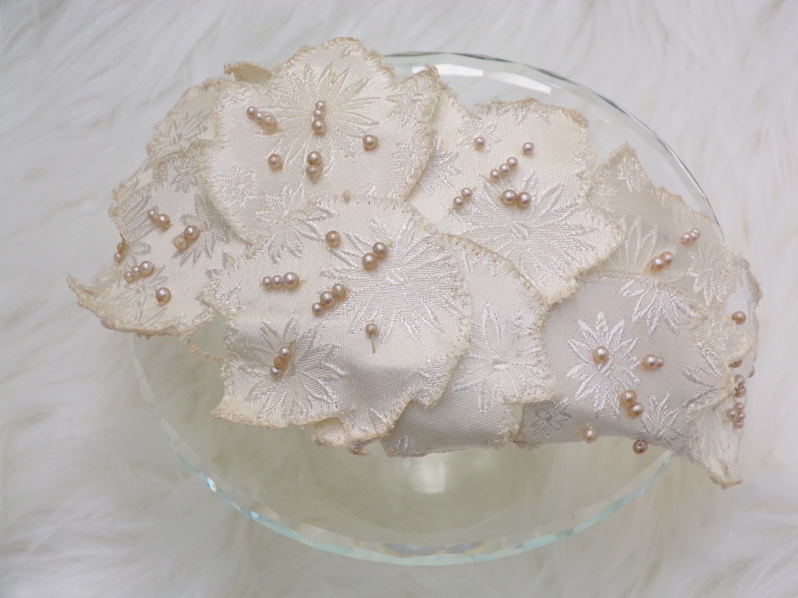 Antique Vintage Wedding Bridal Headpiece Style: White Rose Bud