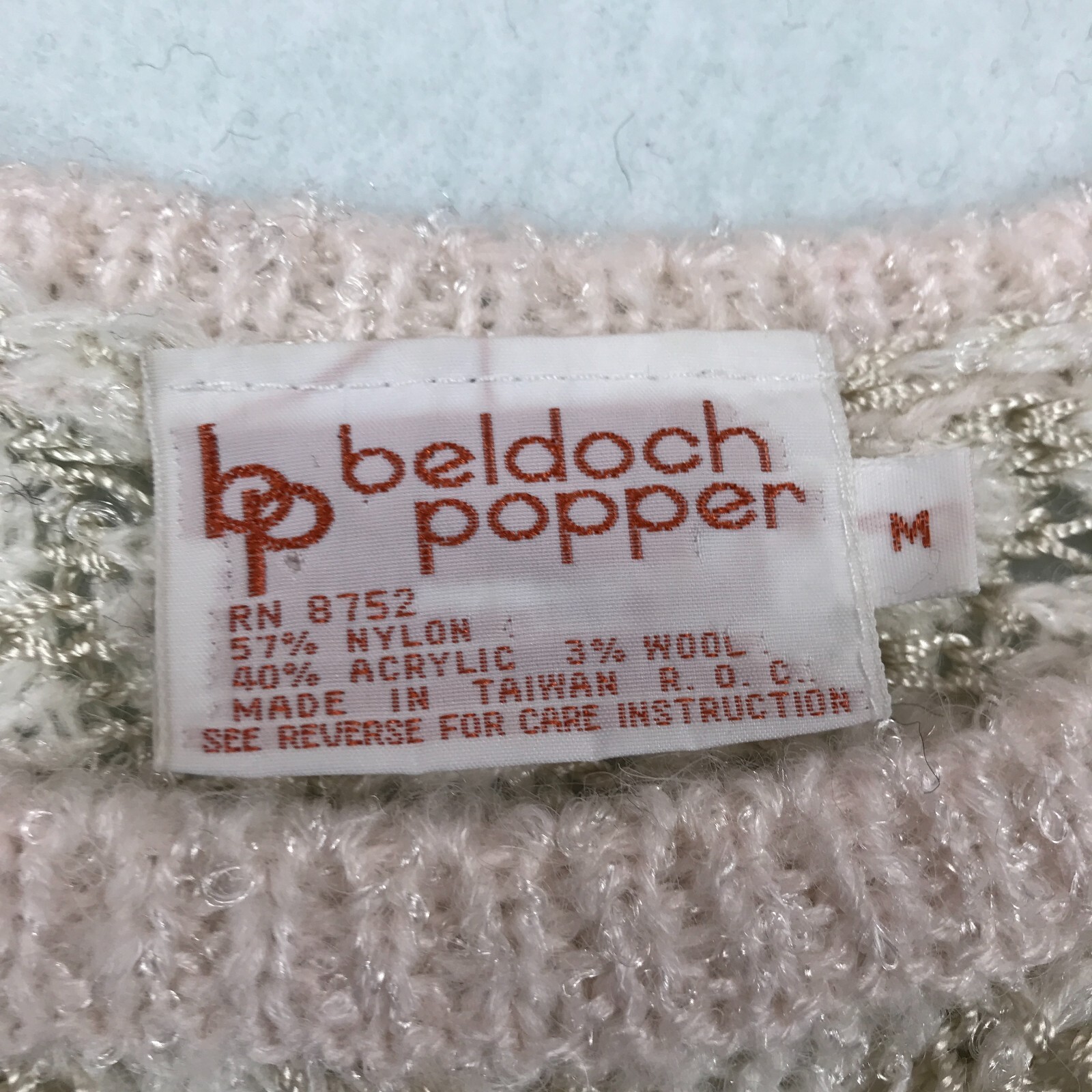 Vintage Sweater Womens Medium Short Dolman Sleeves Beaded 80s Beldoch Popper