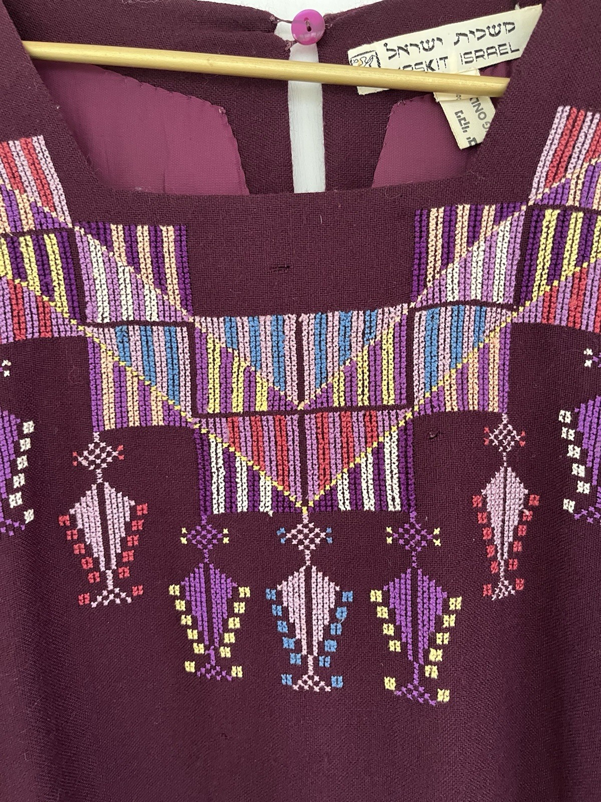 Vintage 1972 Hand Embroidered Wool Ethnic Caftan 70s Kaftan