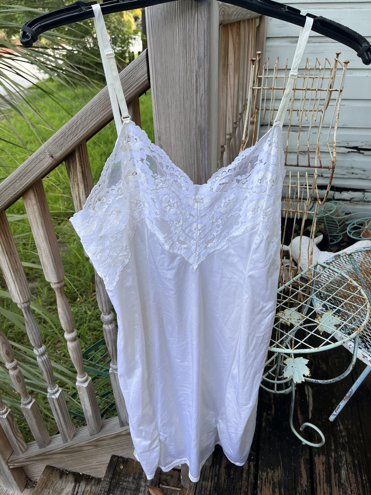 Pembrooke Lingerie Nylon Slinky Lace Full Slip Sz L 38 Cream Womens Vtg 70s 80s
