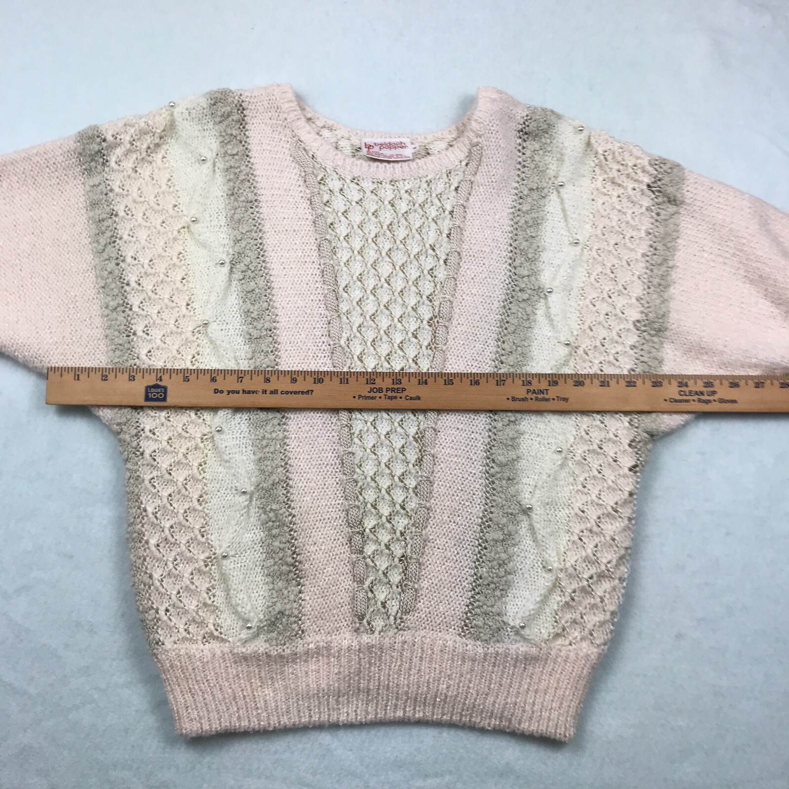 Vintage Sweater Womens Medium Short Dolman Sleeves Beaded 80s Beldoch Popper
