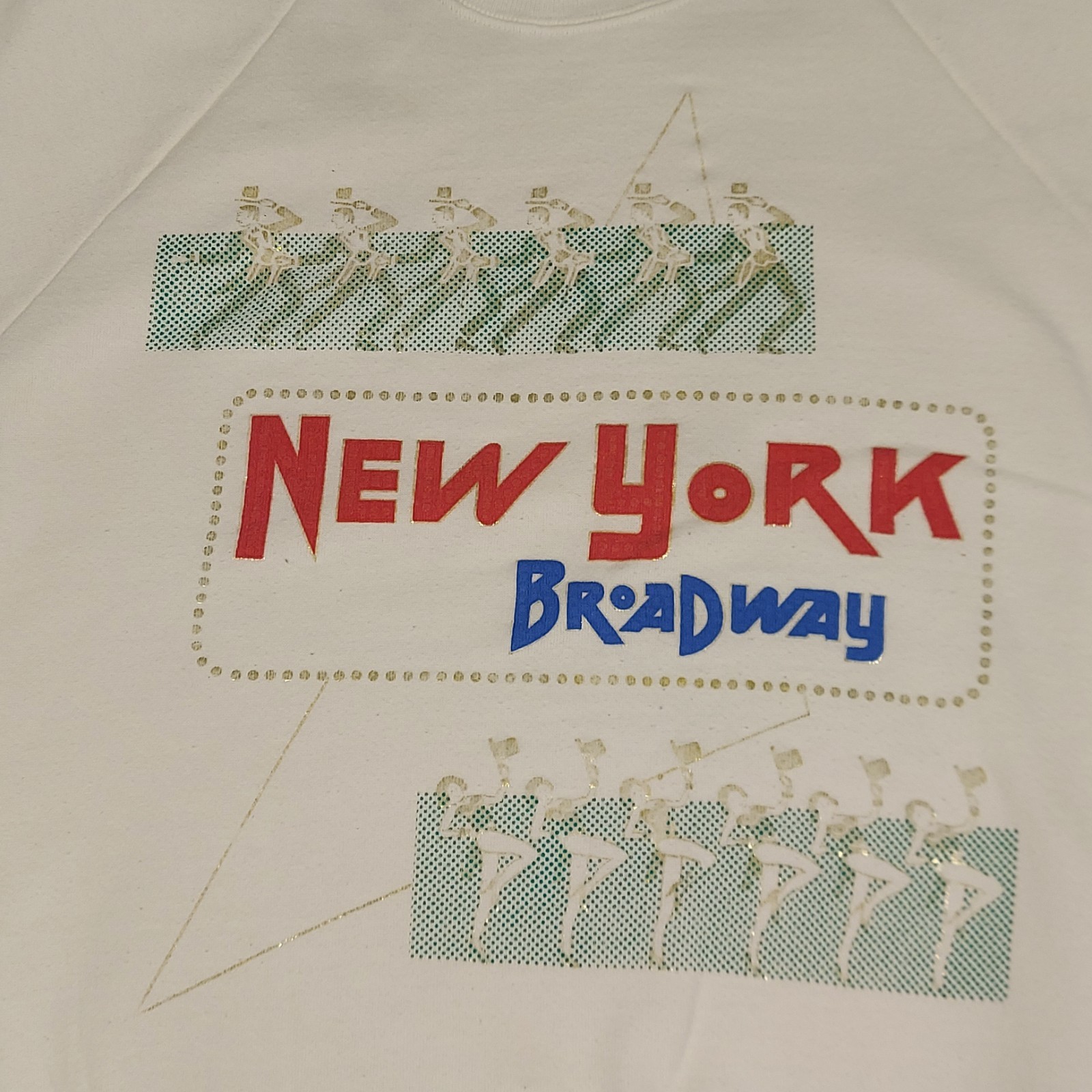Vtg New York Broadway Crewneck Dance Sweatshirt White Size L Made In USA