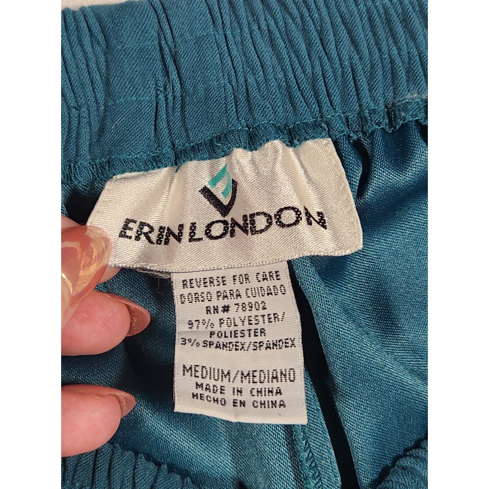 Vintage Erin London Womens Suede Look Hunter Green Pants Size Medium