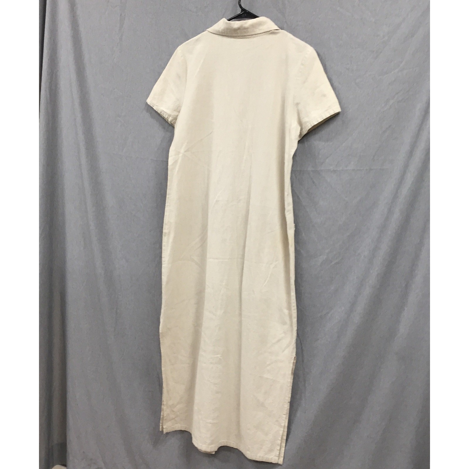 Alexandra Lee Vintage Linen Rayon Maxi Dress Beige Laundry Line Pockets Size 10