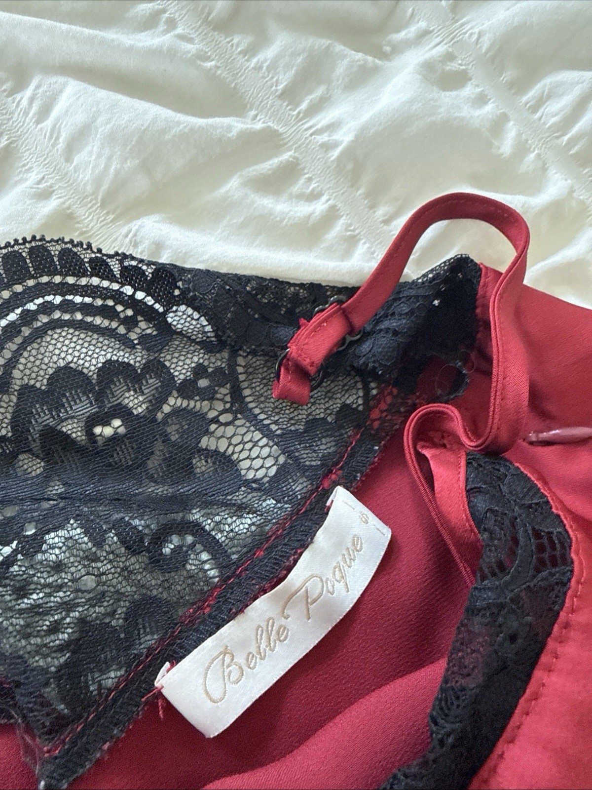 Vintage 90s 'Belle Poque’ Red Black Lingerie Slip Dress Sz S Whimsy goth Lace