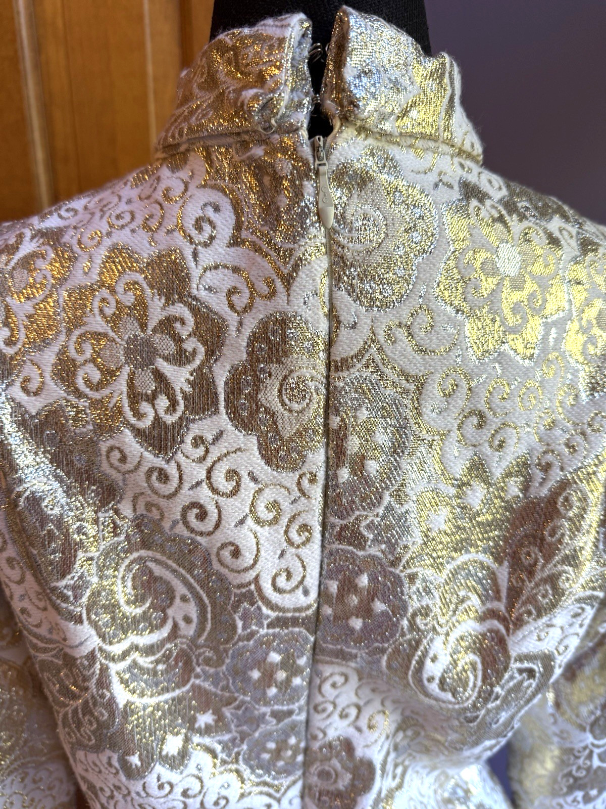 Vintage handmade Silver and Gold Brocade Dress, medium, Stunning !!