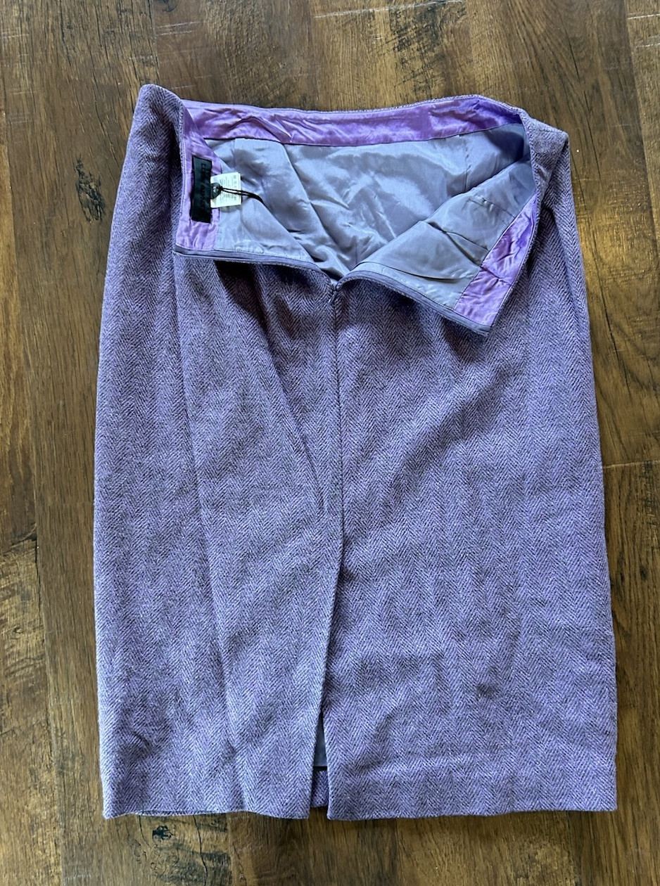 Vintage Y2K Renato Nucci Wool Silk Purple Fairy Velvet Floral Skirt Set 40 NWT M