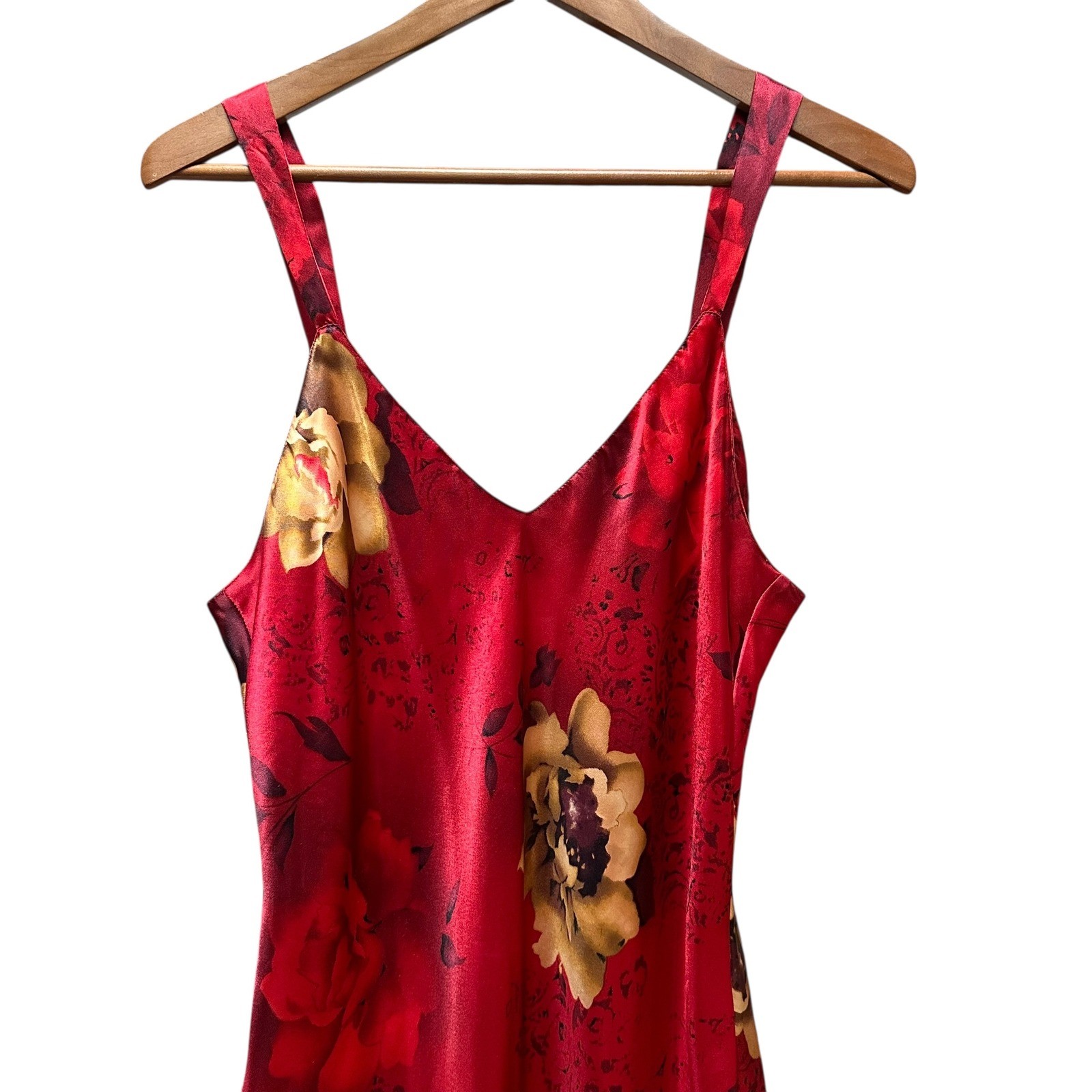 Vintage Inner Most Nightgown & Robe Red Floral Long Classic Romantic Feminine M