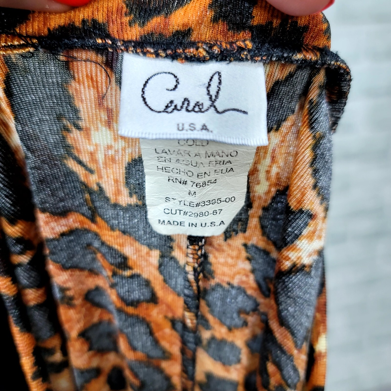Vintage 90s Carol USA Womens M Leopard Slinky Stretchy Mack Neck Sleeveless
