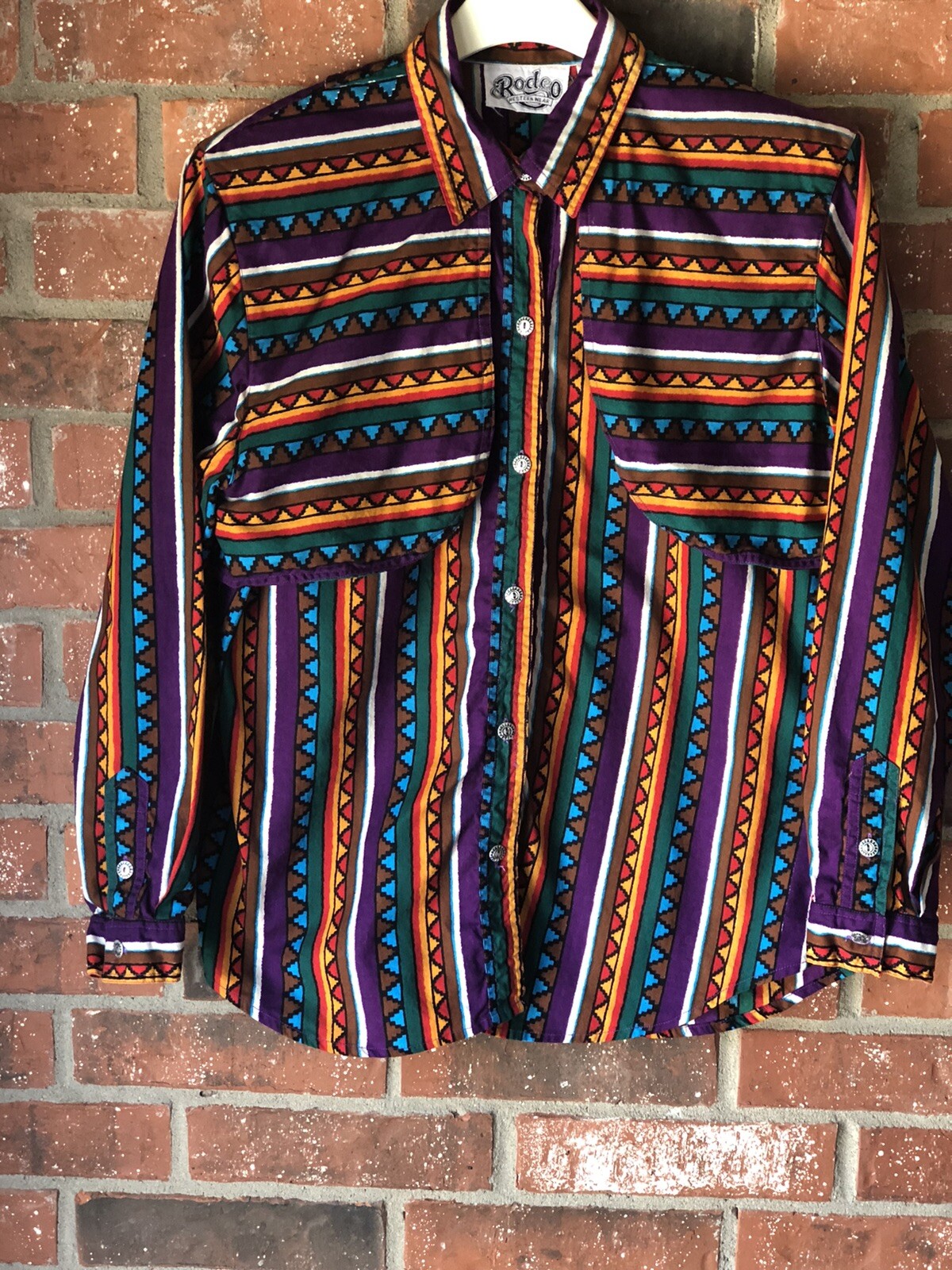 VTG Rodeo Western Wear Women Large Long Sleeve Button Shirt Vest Aztec Southwest