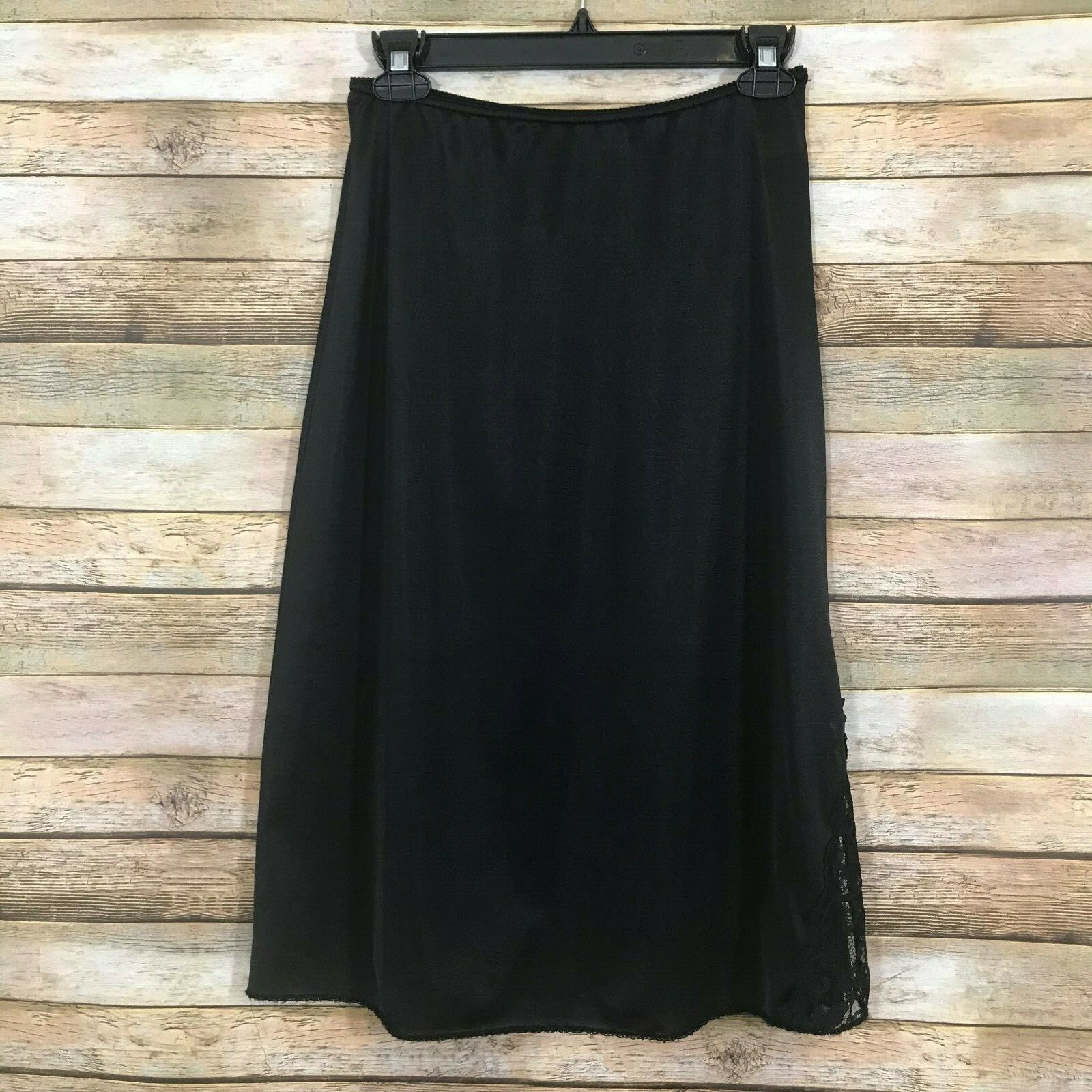 MAIDENFORM Womens Vintage Sweet Nothings Black Nylon Half Slip Size M 27 inch