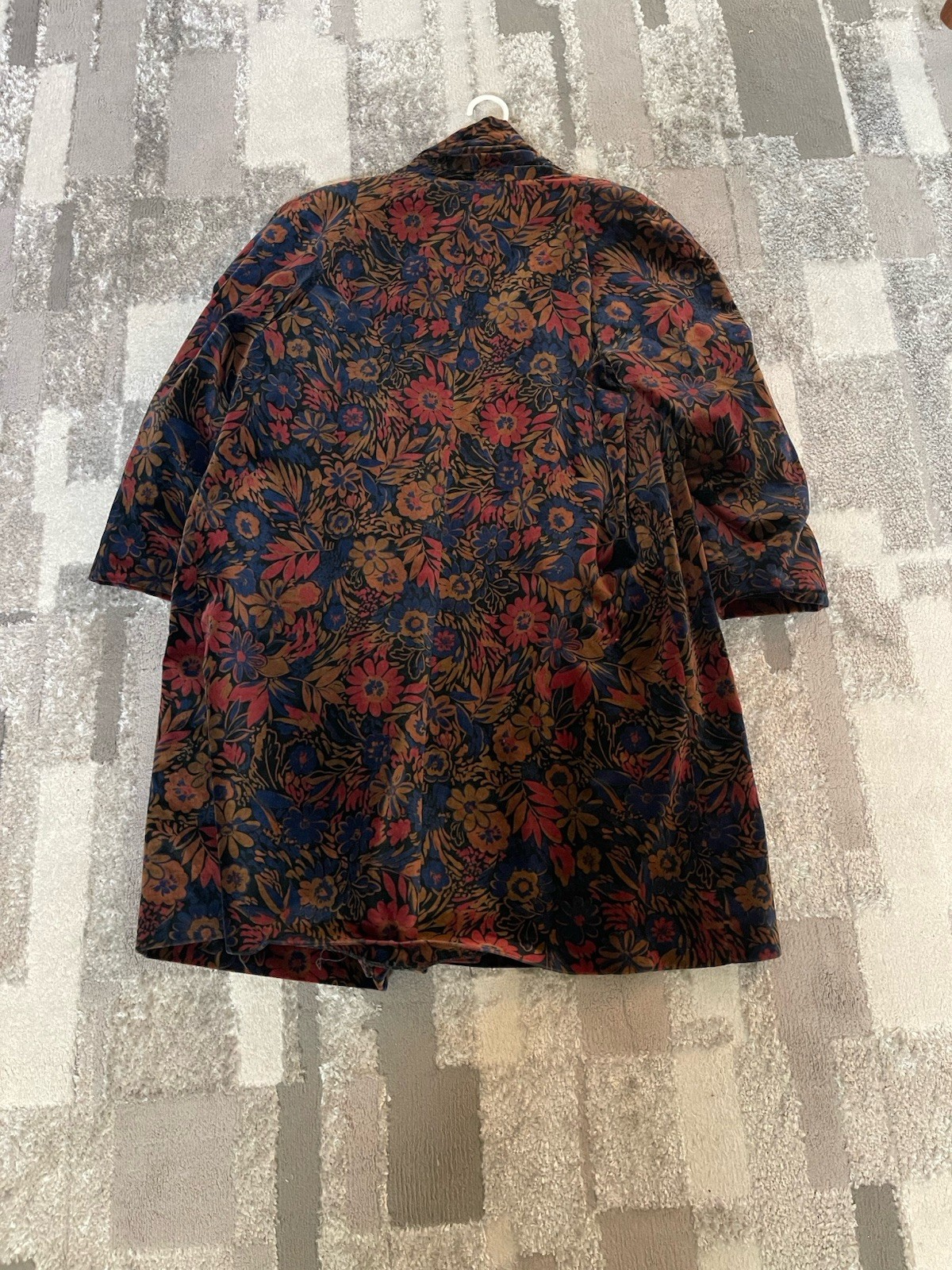 Vintage J.L. deBall Velvet Portrait Opera Coat Women’s M Red/blue 70s Floral