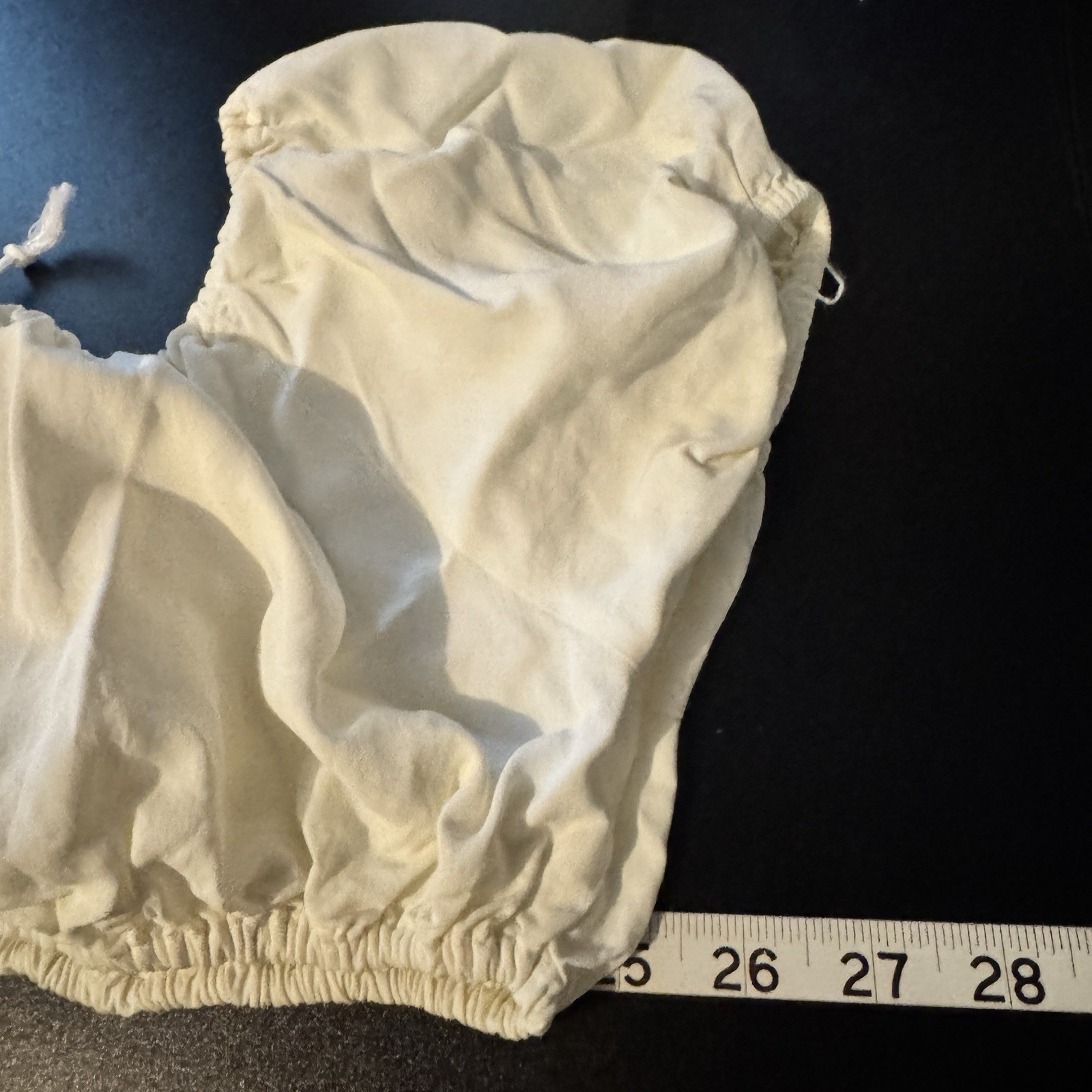 Vintage Victorian Crop Top Small Ivory Boho Hippie Ren Fair Stretch Bubble Hem