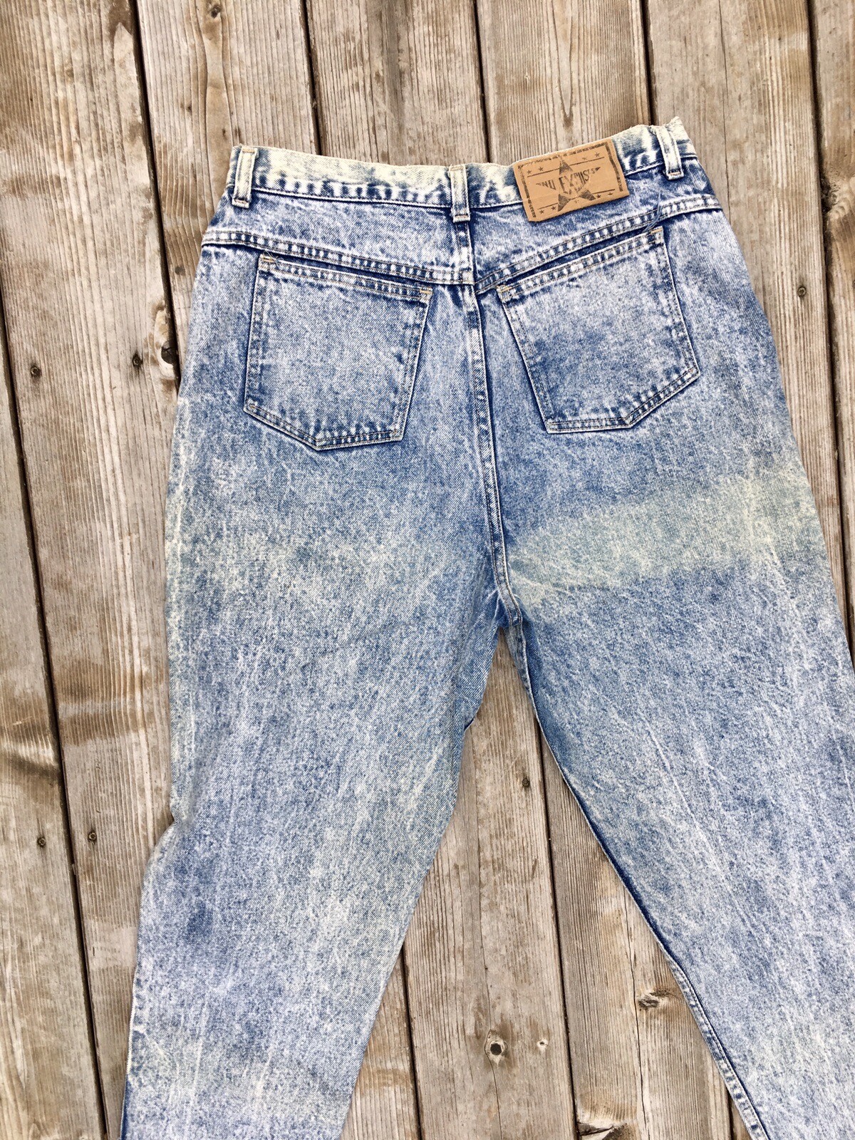 VINTAGE No Excuses Jeans Gear Blue High Waisted Acid Wash Distressed 32 X 28