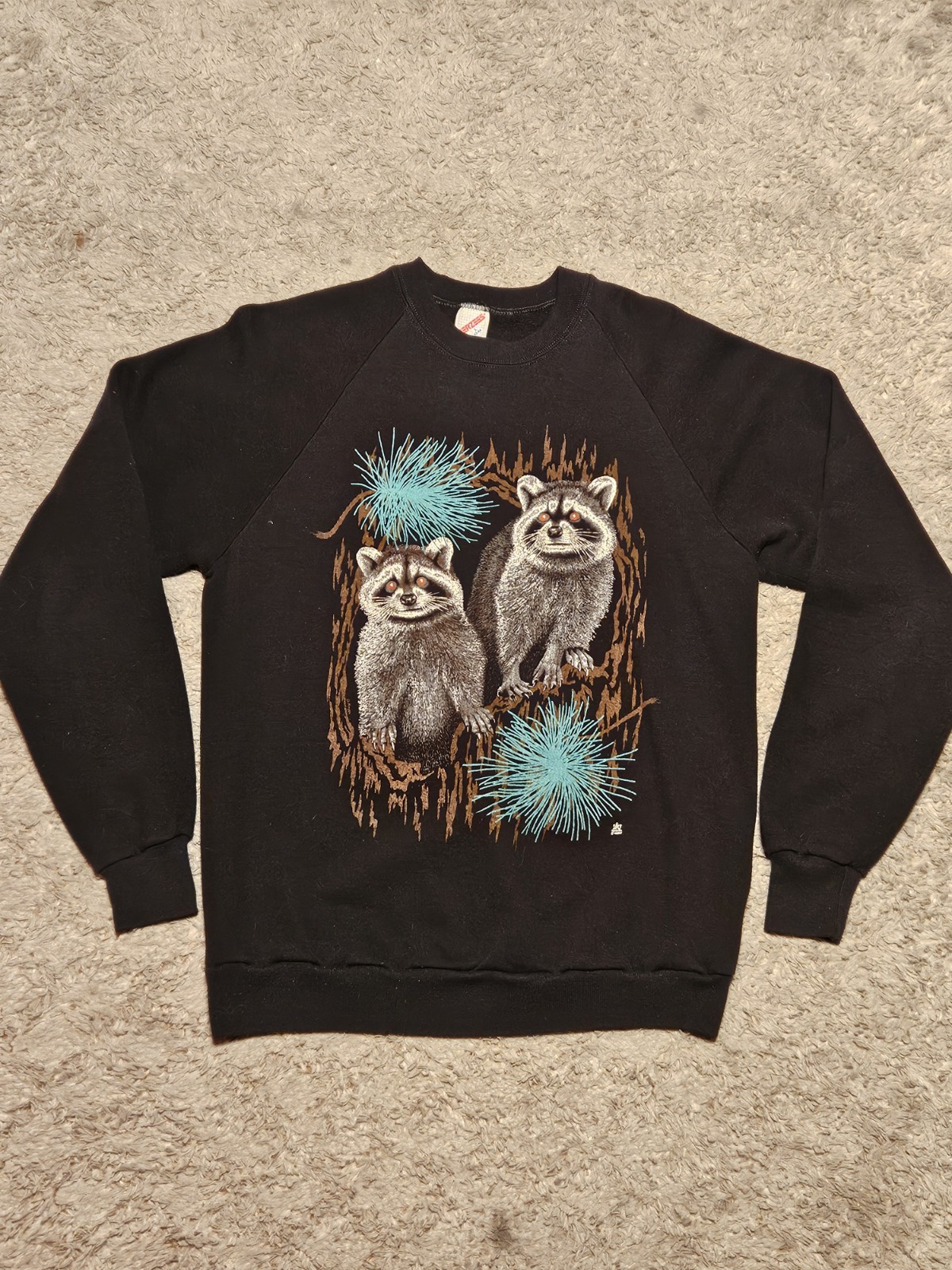 Vintage 1987 LSJ Sportswear Raccoon Crewneck Sweatshirt EUC Jerzees 80s – Large