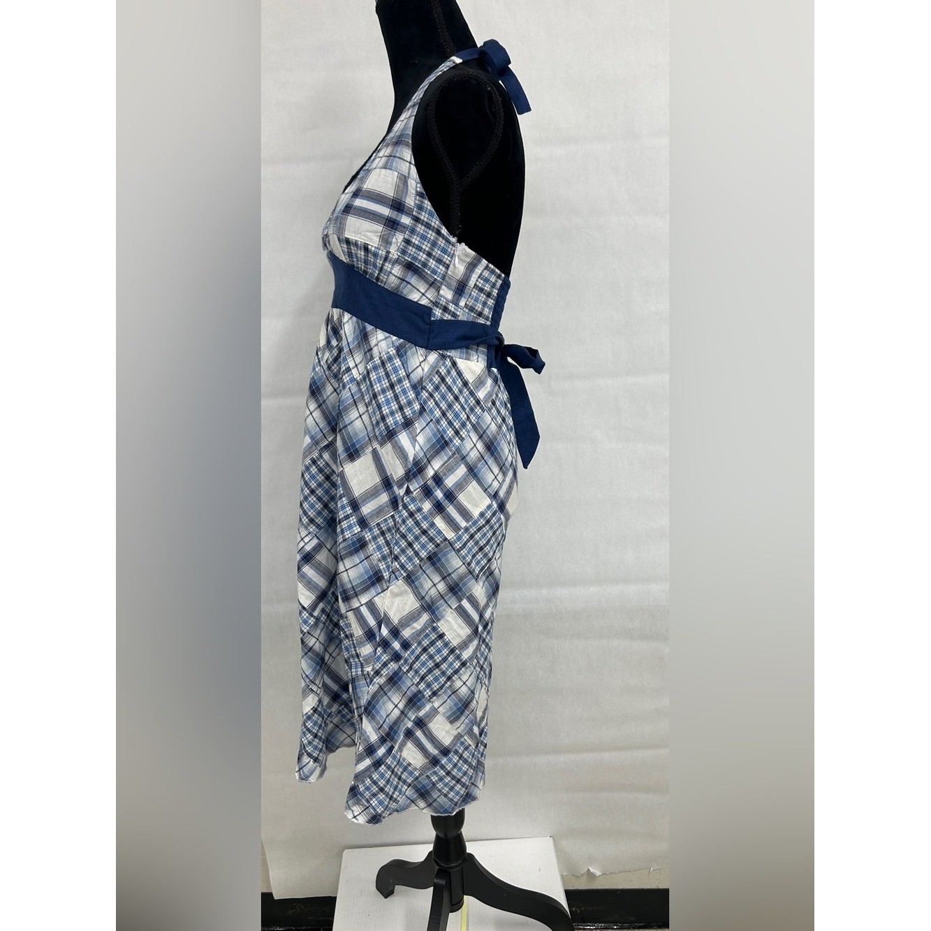 Y2K Cottagecore Prairie Indie Plaid Halter Sundress TieBack Midi Large Coquette