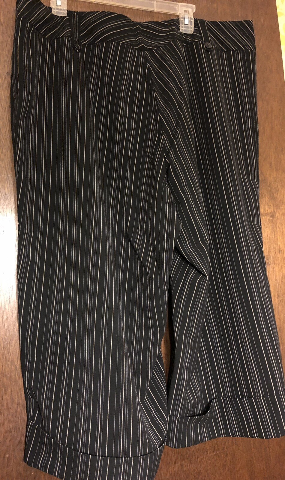 Womens Plus Sz 22W Black Stripe MKM Crop Pants 44” Waist Rayon Spandex Inseam 21