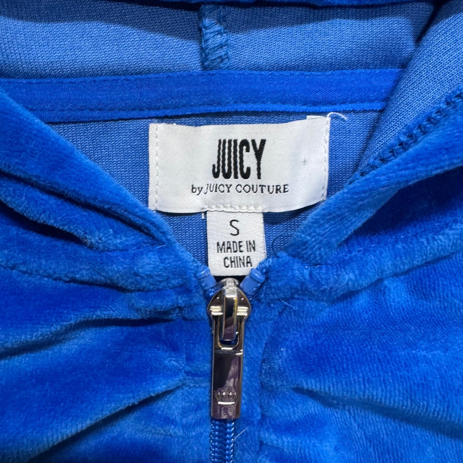 VTG Juicy Couture Velvet Full-zip Jacket Women’s S Blue Y2K Hoodie 90s