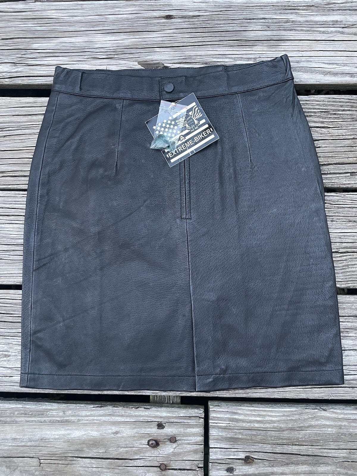 Vtg Extreme Biker Leather Skirt Women’s Boho Biker Grunge 90s Glam Rock 3/4