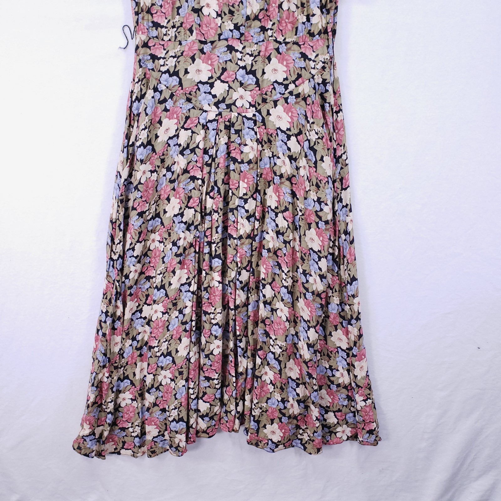 Vintage ED Michaels Melanie Drucker Floral Tea Midi A-line Cottagecore Dress