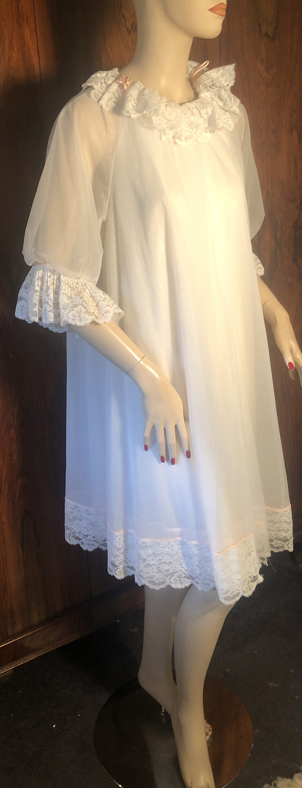 Vintage Joseph Magnim Short Peignor Sheer Robe Set Ivory White Lace