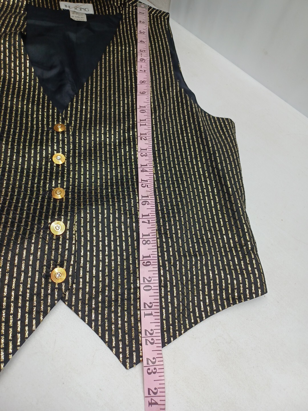 Vtg Womens The Icing Vest Black Gold Tone Striped Metallic Sz M