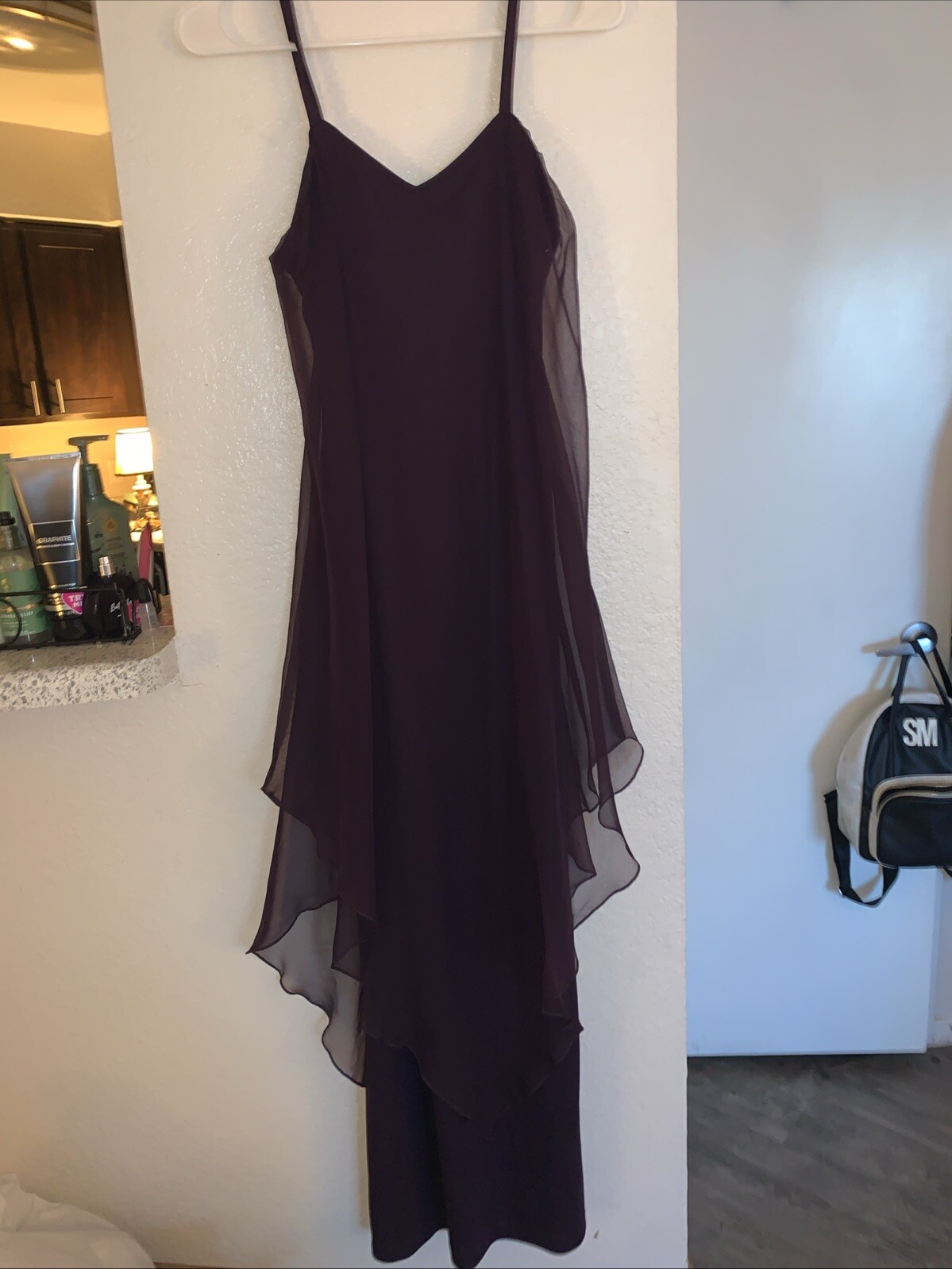 Vintage Pat Richards J Magnin 70s In Purple overlay dress size Small XS