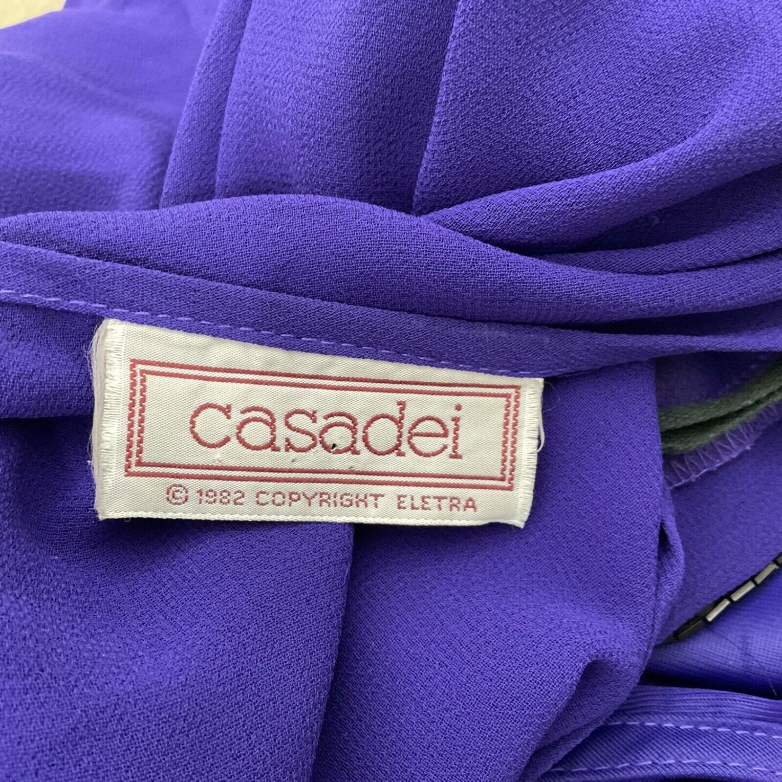 Casadei 1980s Double Layered Formal Dress M/L Purple beaded shoulders Art Deco