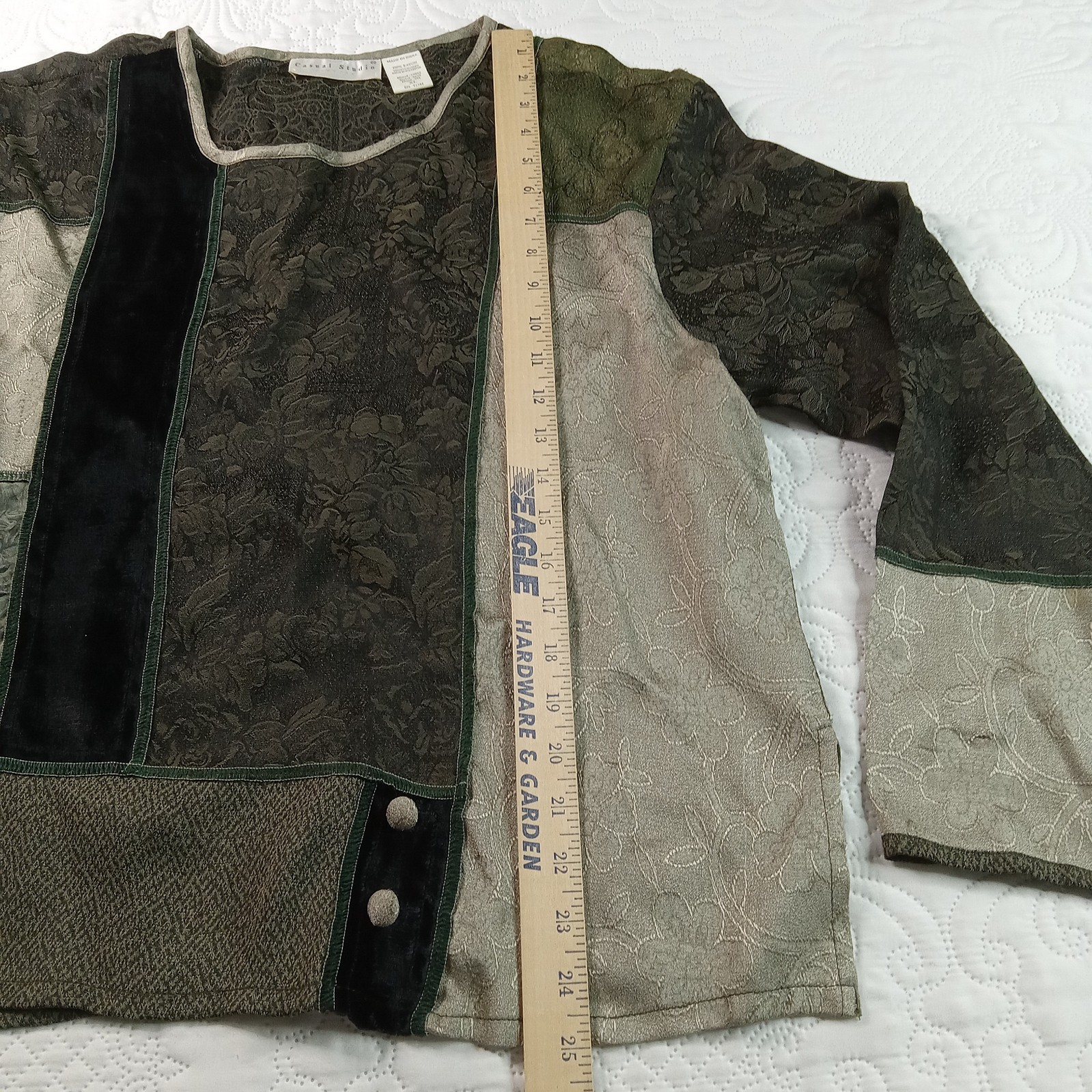 Casual Studio Blouse XL Pullover Tapestry-Inspired Patchwork Gothic Boho Vtg 90s