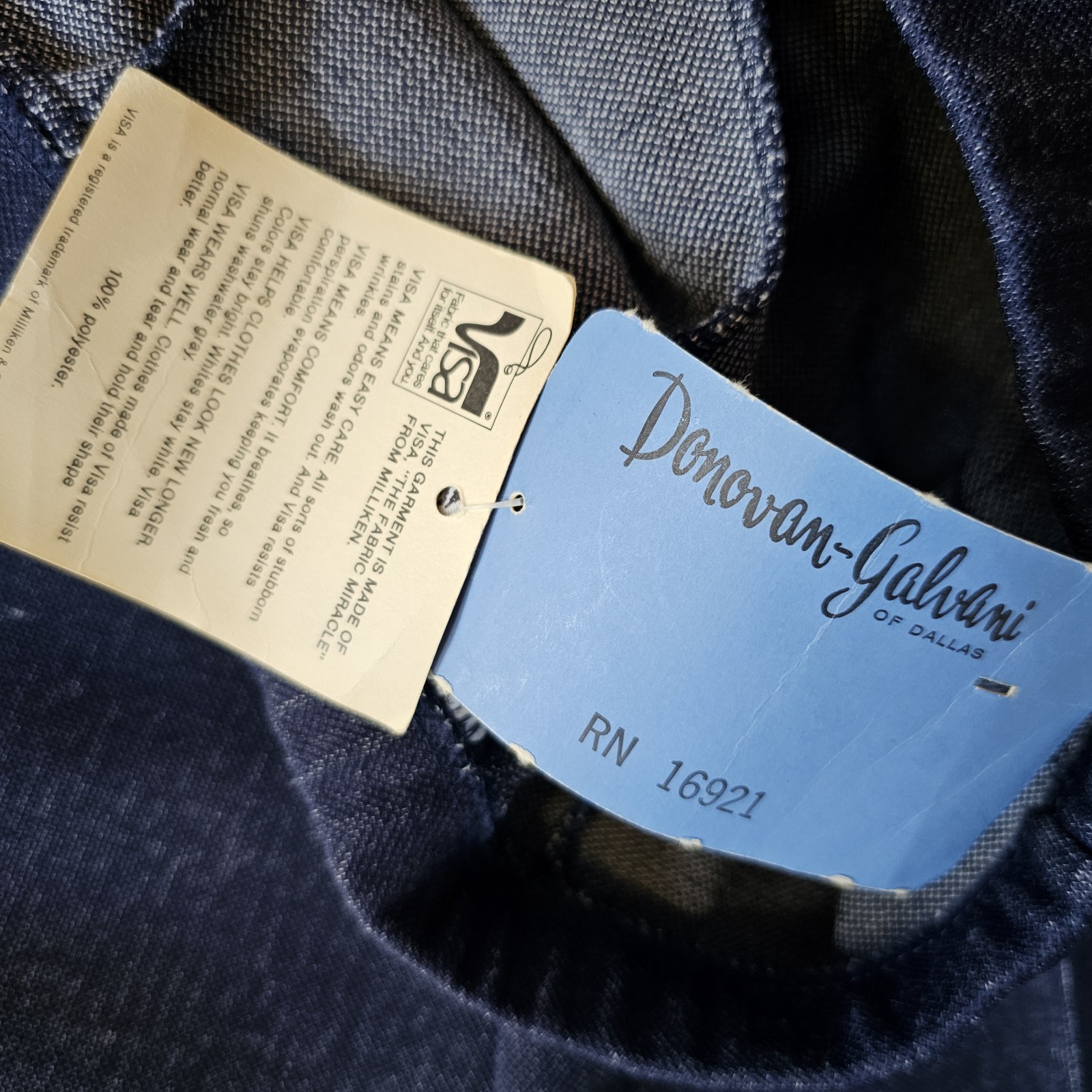 Vintage 70s Trousers Donovan Galvani NWT Deadstock Polyester Dark Wash Blue
