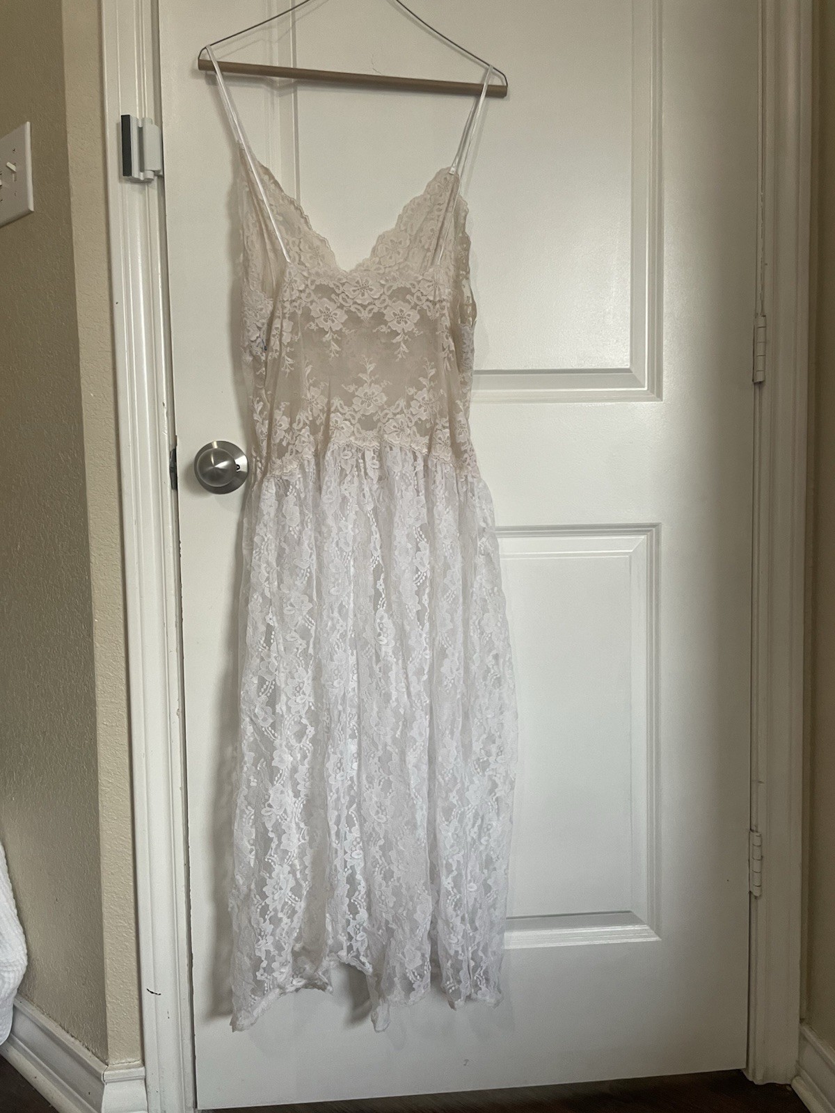 80s Vintage Victoria’s Secret Dress Gold Label White Lace Nightgown Slip Dress