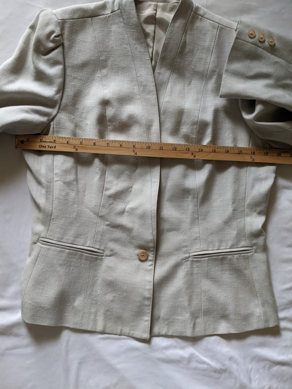 Vintage 80s Glorious Gals Gray Linen Look Blazer Skirt Suit 14 Career Office