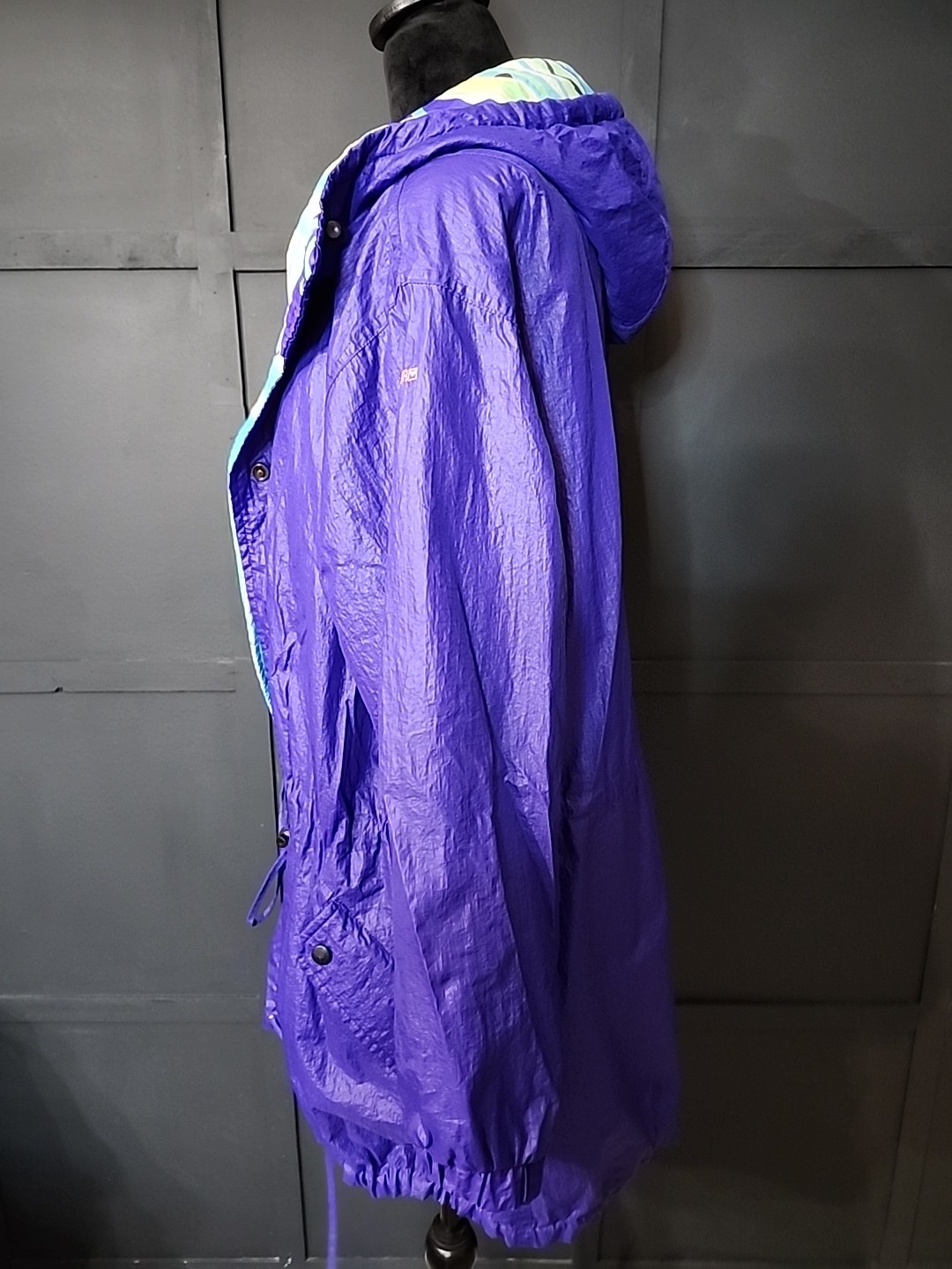 Vintage Obermeyer Wind Breaker Jacket 1980s Purple And Neon Abstract Snaps…