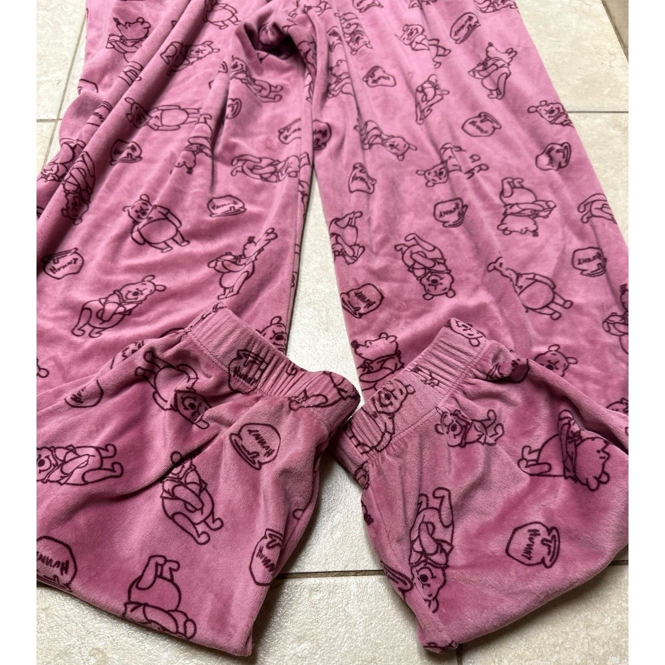 Disney Winnie the Pooh Velour Pants, Size Large, Pink