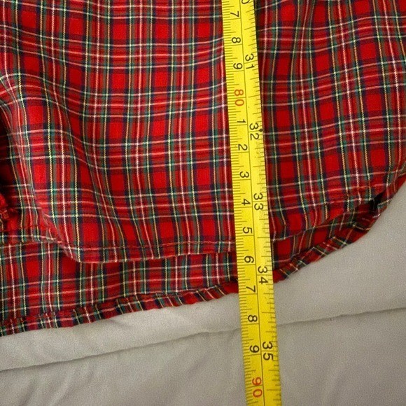 Vtg nightgear sleep wear plaid Shirt Nightgown embroidered cat & mouse