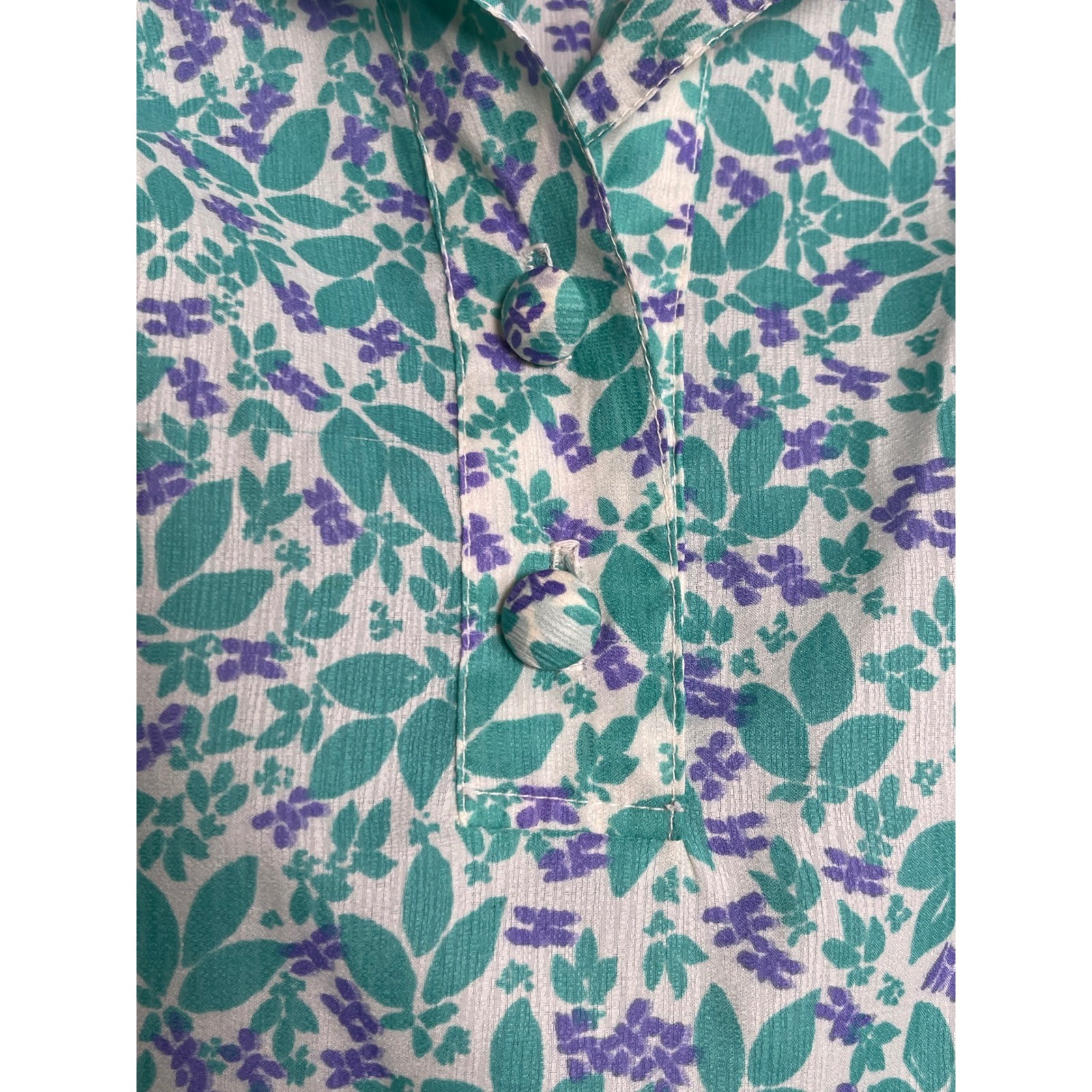 LILLY PULITZER Vintage Floral Long Sleeve Blouse Size 8 Teal Purple Cottagecore