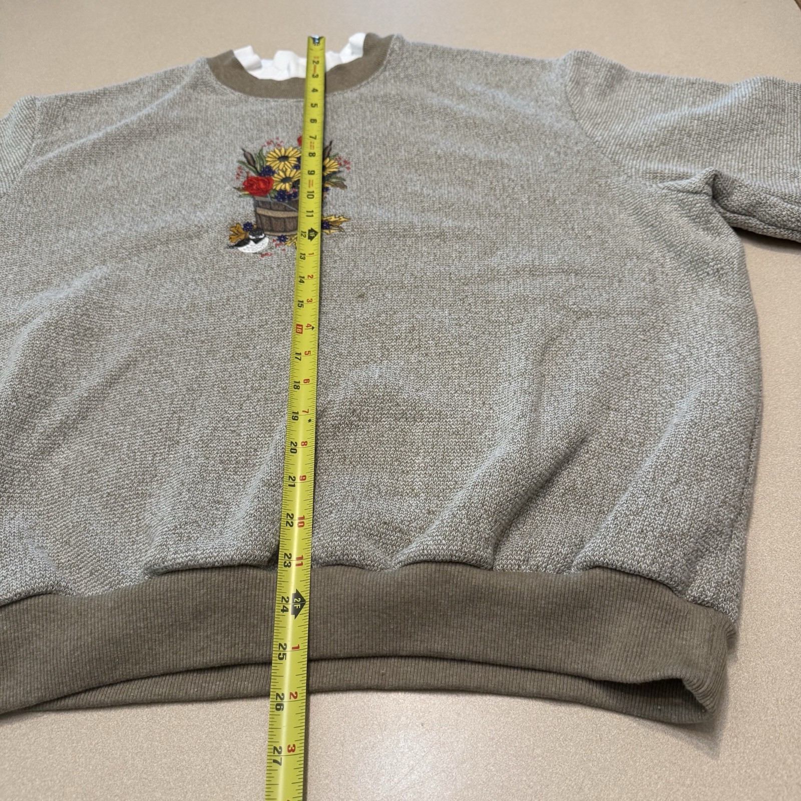 Vintage Bon Worth Women’s XL Petite Sweatshirt Floral Embroidered Dbl Collar