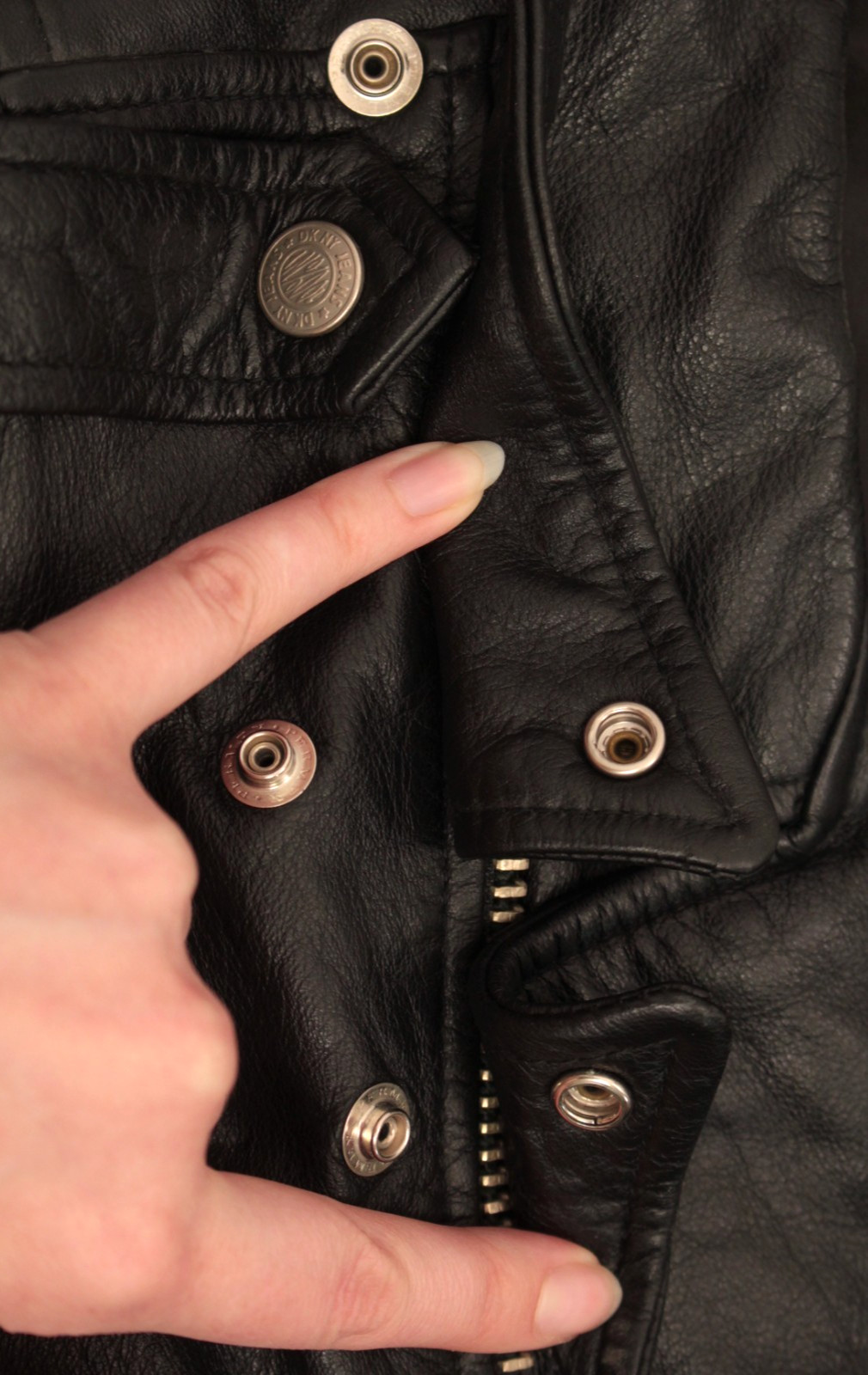 VTG Women’s 90s DKNY Black Leather Biker Jacket Vest Sz M 1990s Motorcycle