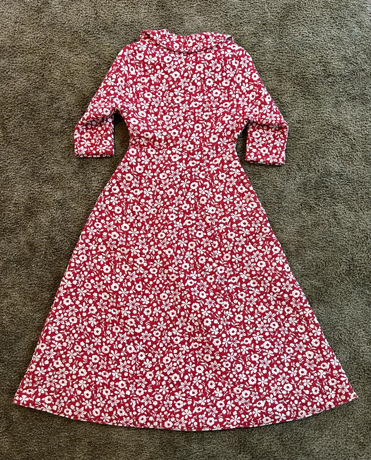VTG Floral Print Flowers All Over Quilted Sears Roebuck Co 60s Long Sleeve Dress