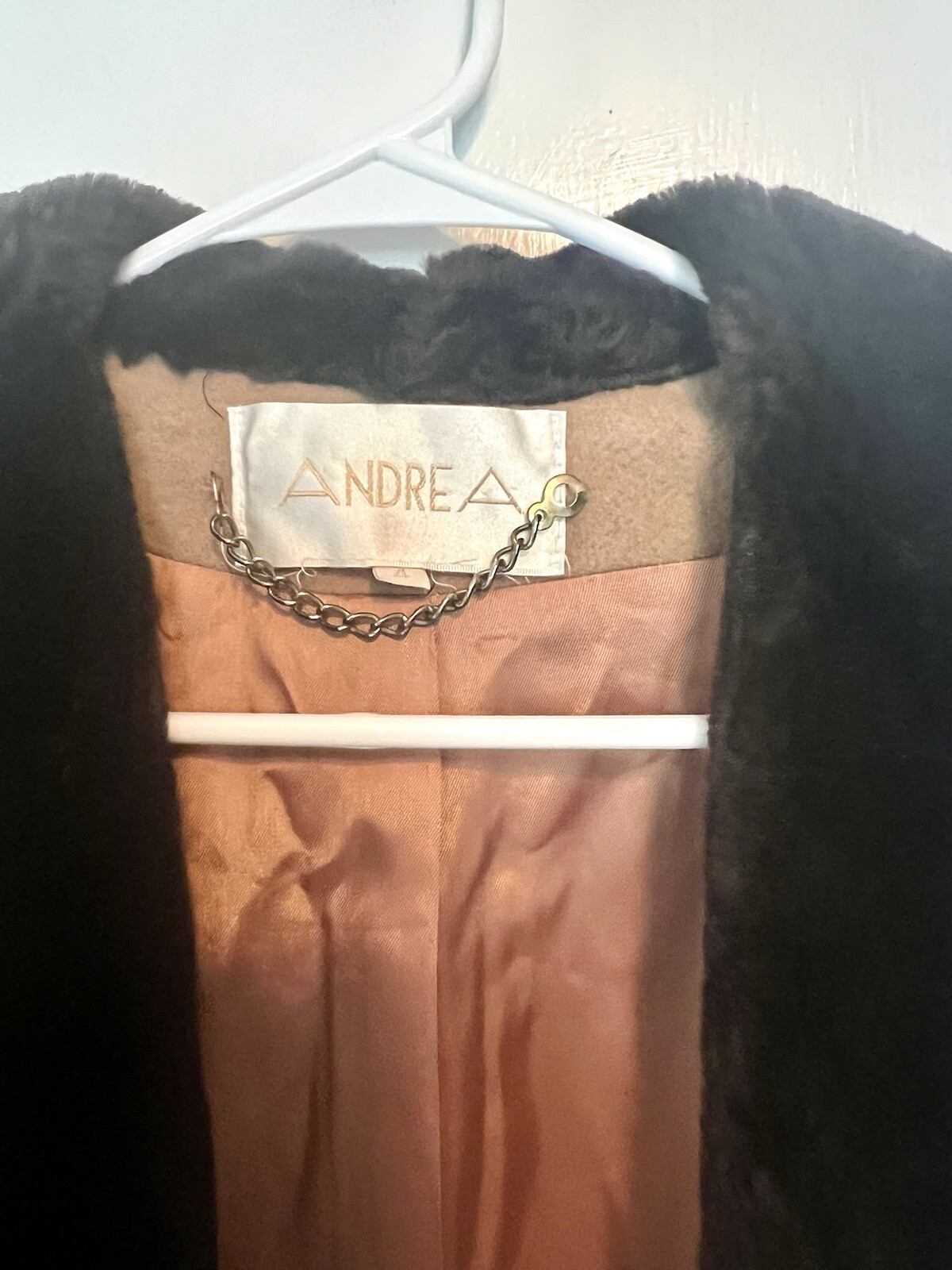 Vintage Size 4 Andrea Women’s Wool And Fur Trim Coat