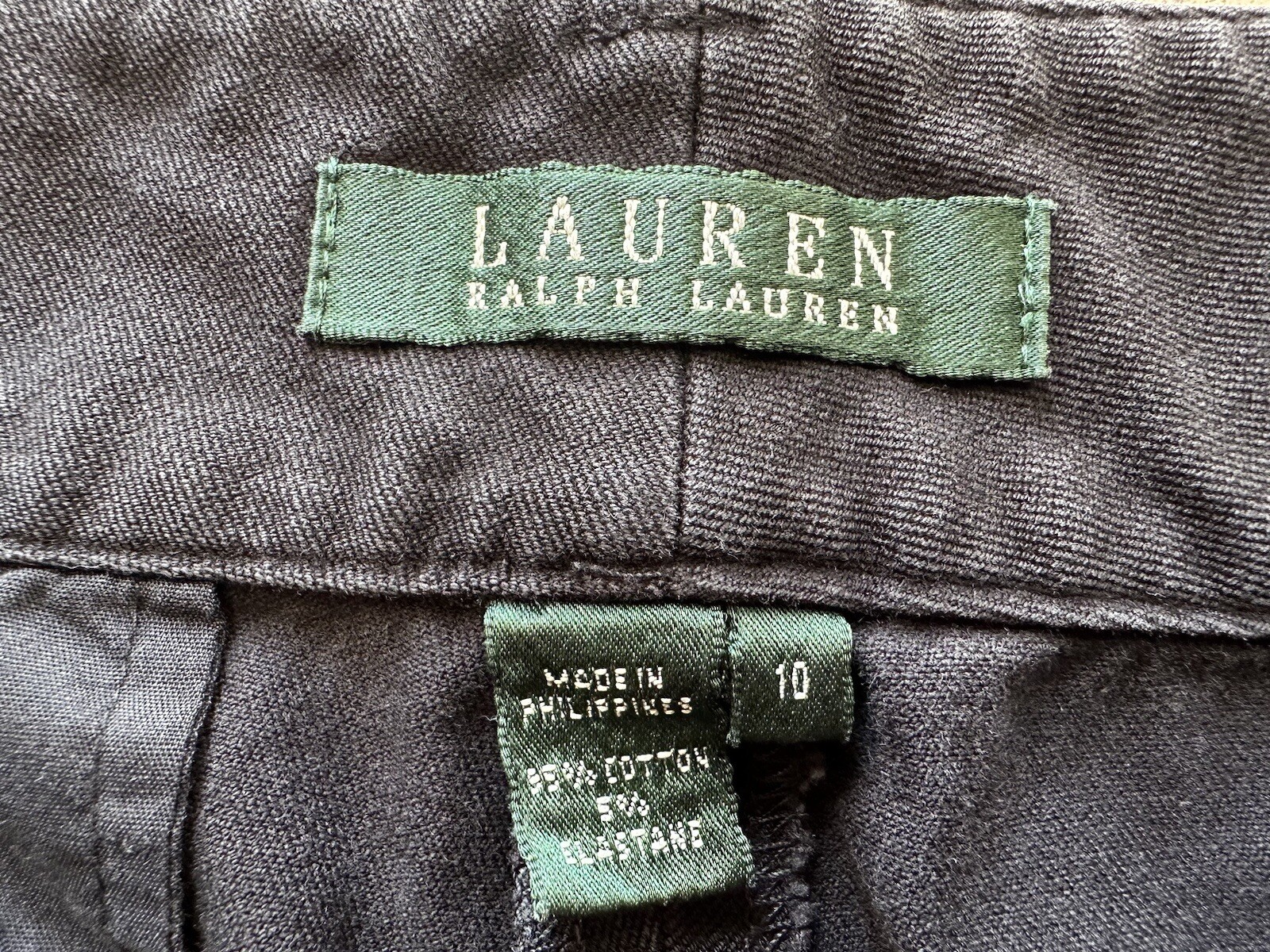 Vintage Polo Ralph Lauren Black Cotton & Elastane Twin-Button Pants Size 10