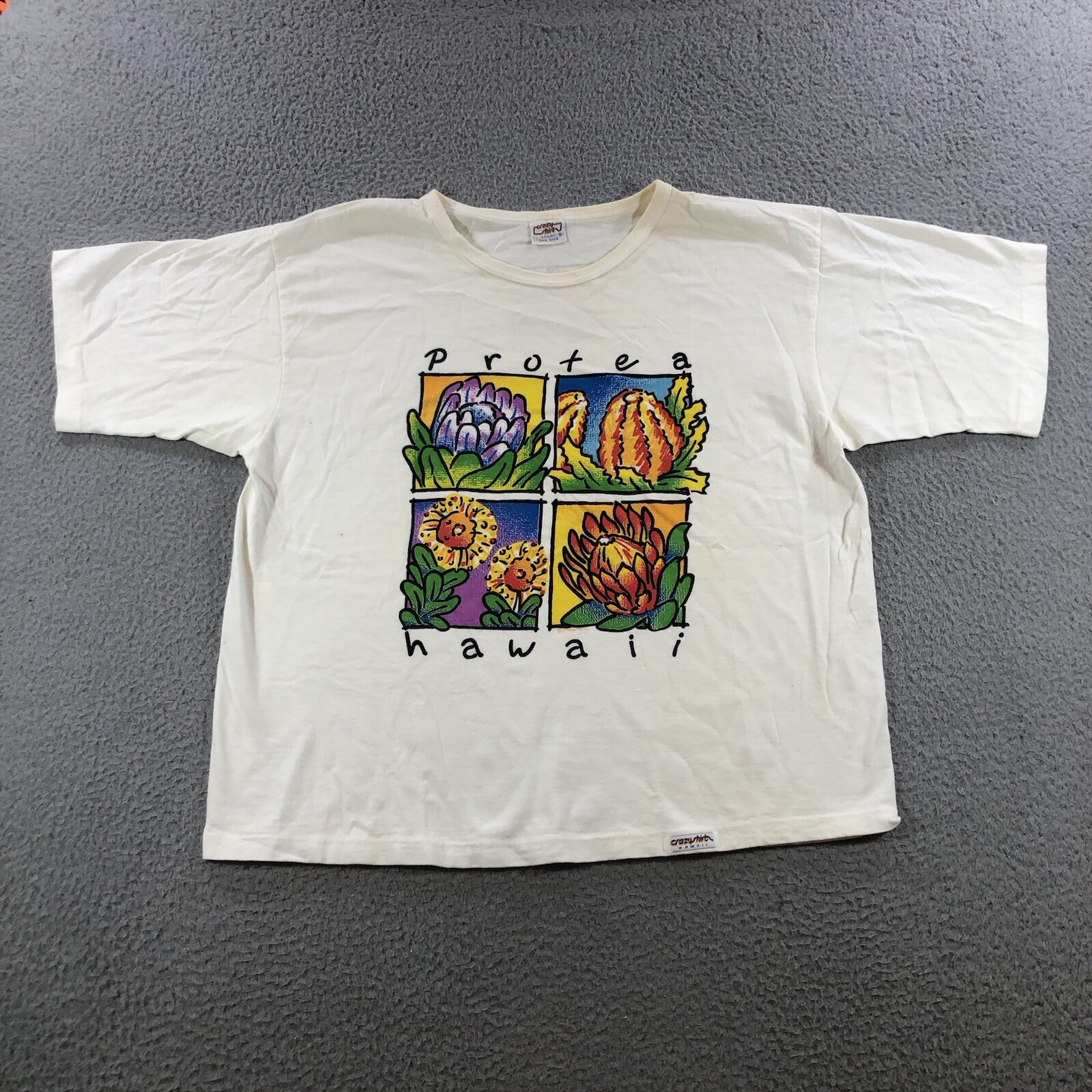 vtg crazy shirt hawaii Women’s One Size White Protea Coral Reef