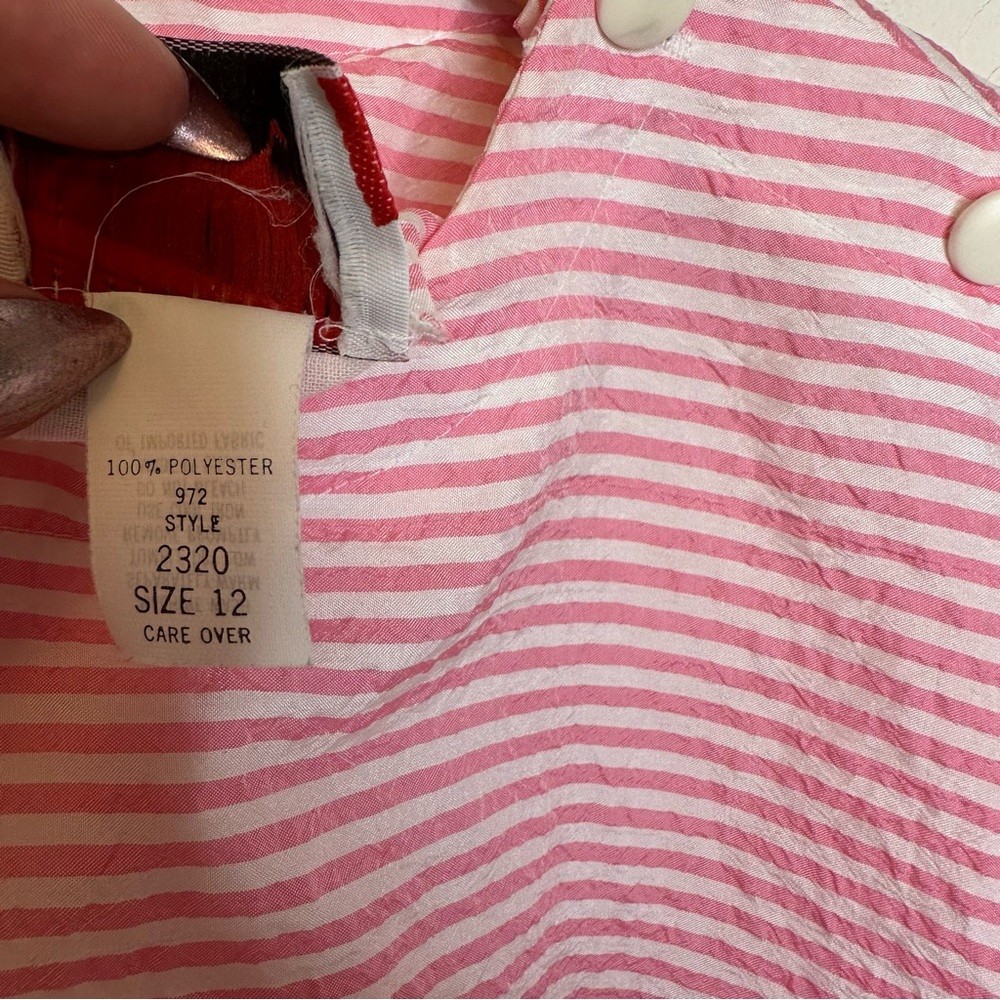 Vintage 80s 90s Bubblegum Pink Striped Button Shoulder Oversized Top Size 12