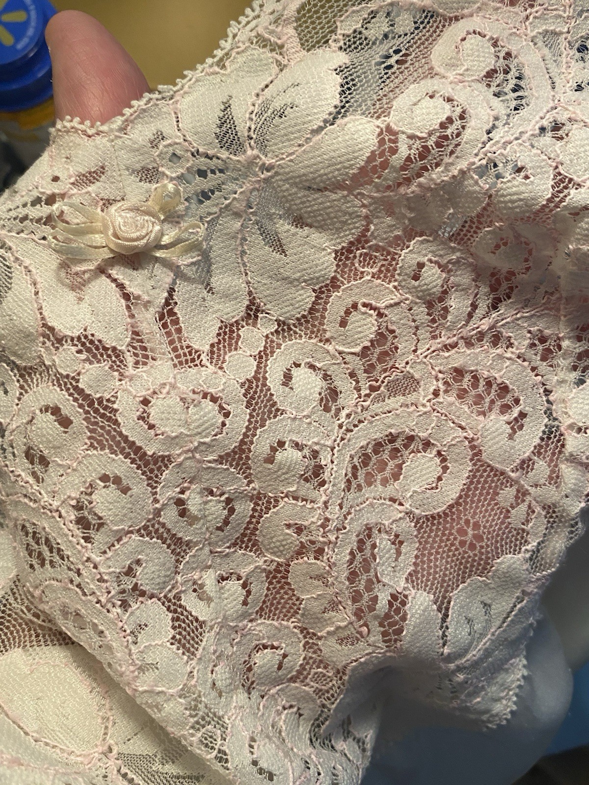 Vintage Olga Pink & Ivory Lace Bodice Cami Lingerie Top Slip Size 34