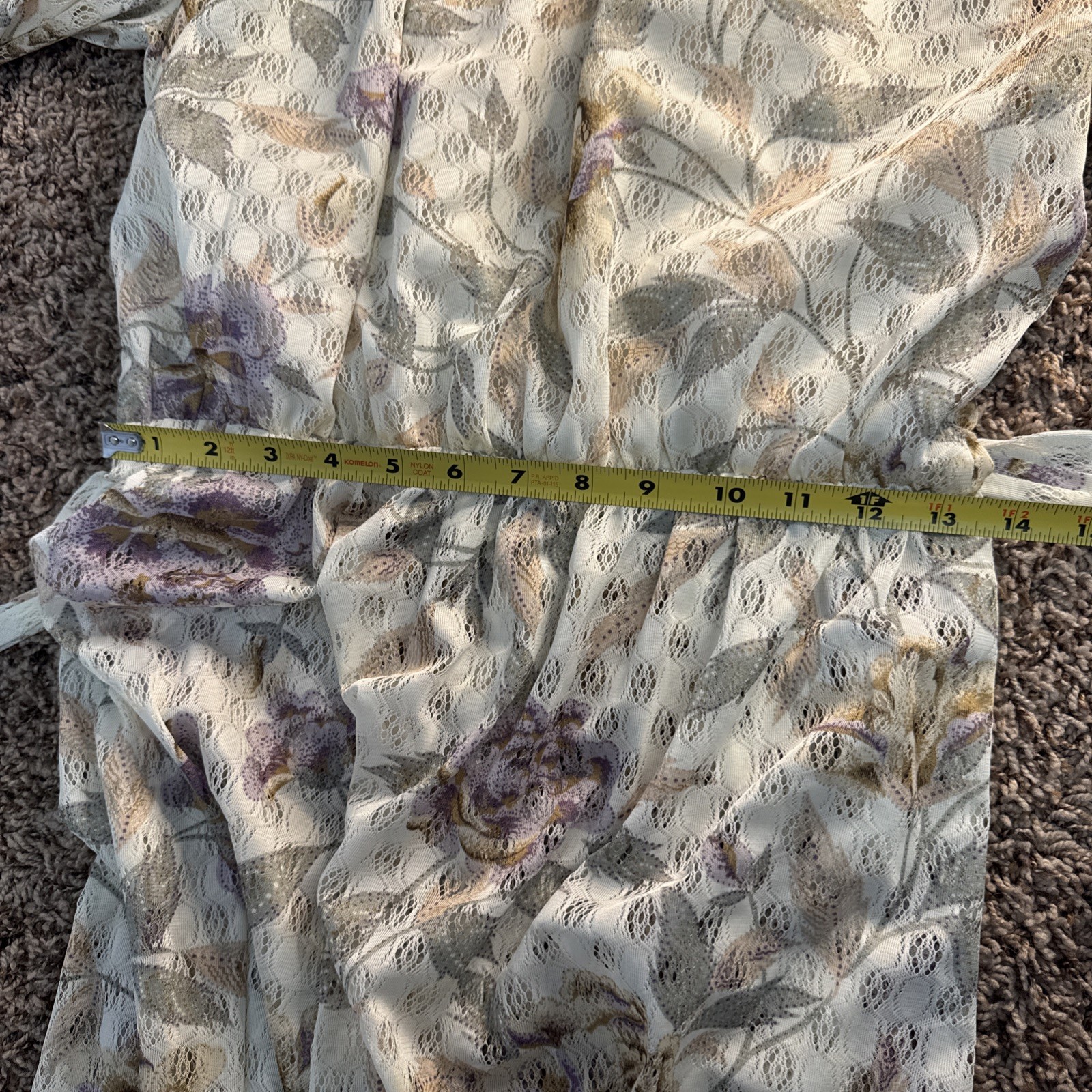 Vintage 70s Jerrie Lurie Floral Maxi Dress Cream Pink Boho Cottage Core Garden