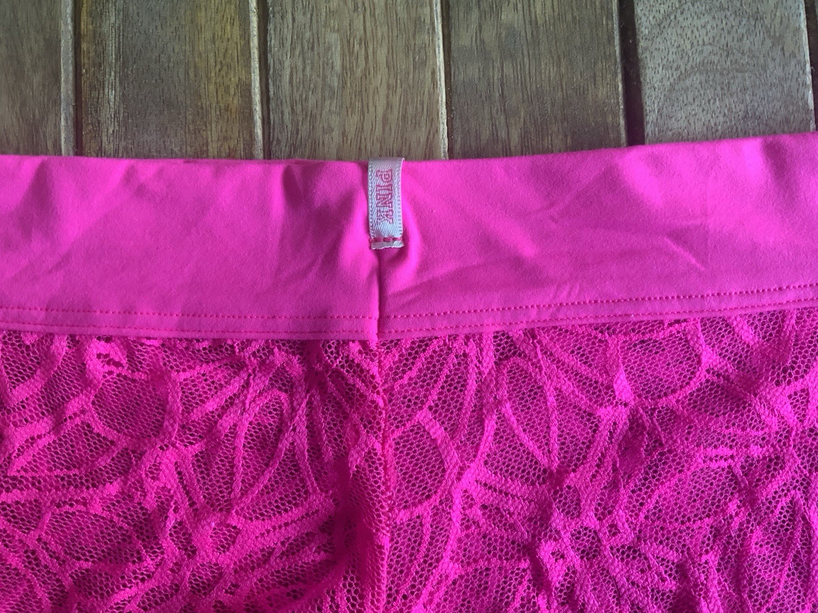 Vtg Victoria’s Secret Pink L Neon Pink Sheer Lace Low Cheekster Panties Panty