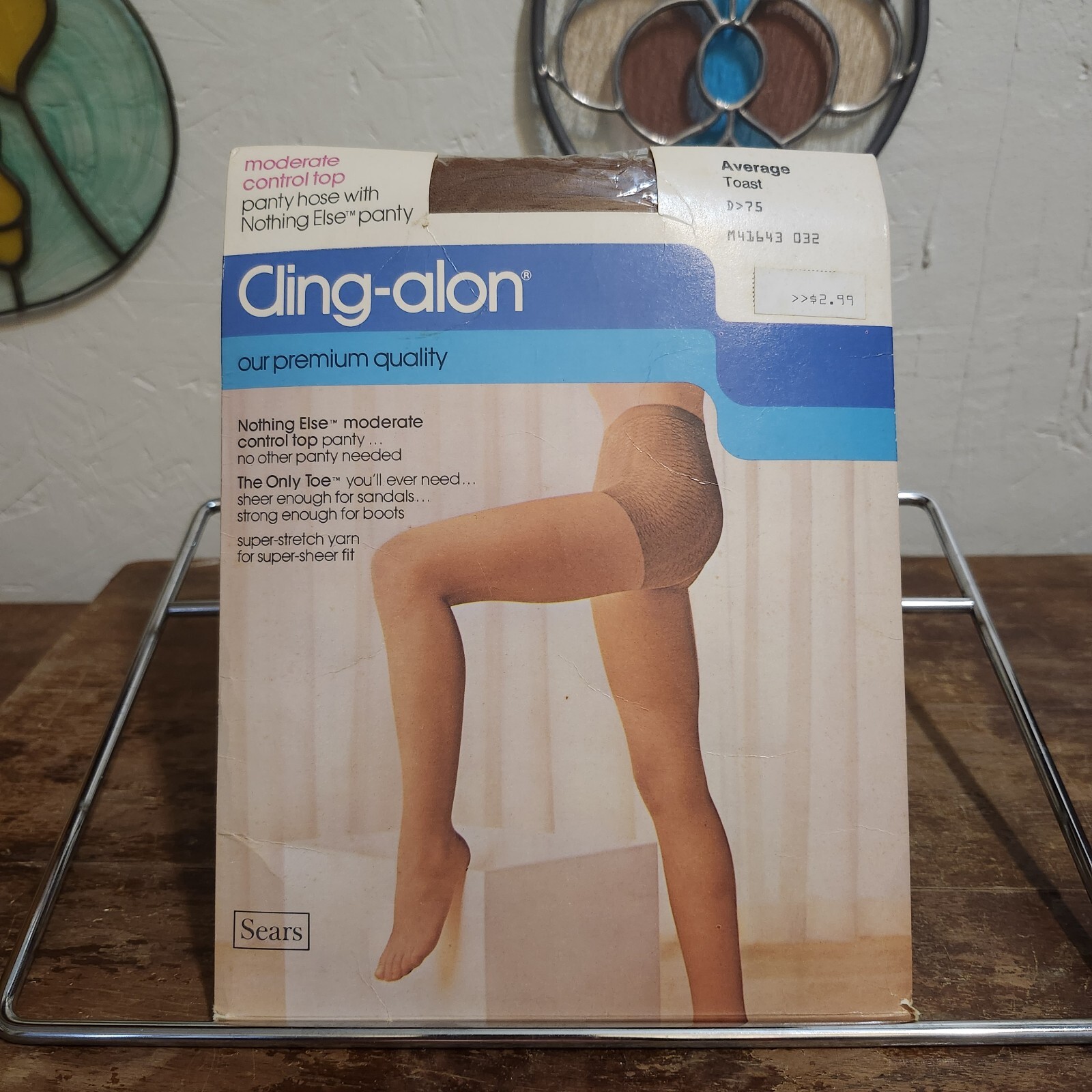Sears Cling-Alon Panty Hose Moderate Control Top Vintage Size Average Toast