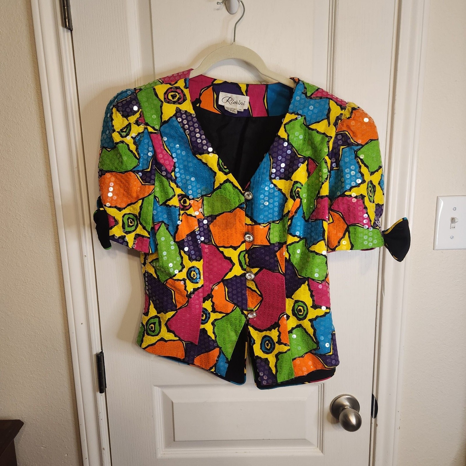 Vintage 1980s Rimini Colorful Psychedelic Sequin Blazer Jacket