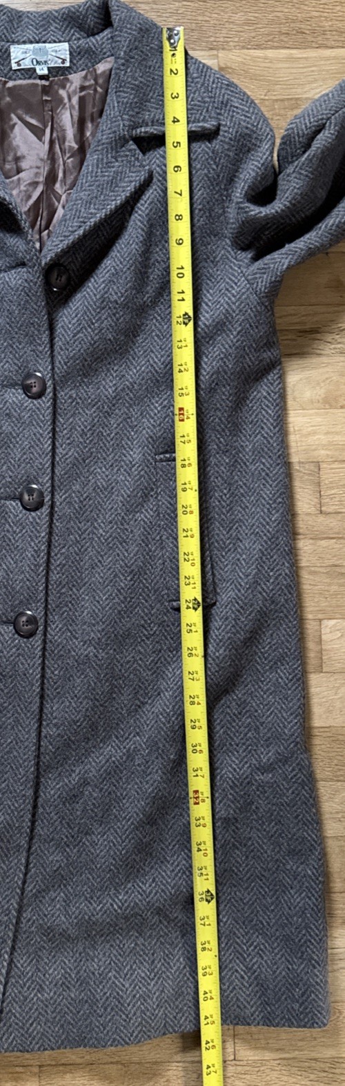Vintage Orvis Women’s Harris Tweed Peacoat Trench Coat Long Jacket Belted S 14
