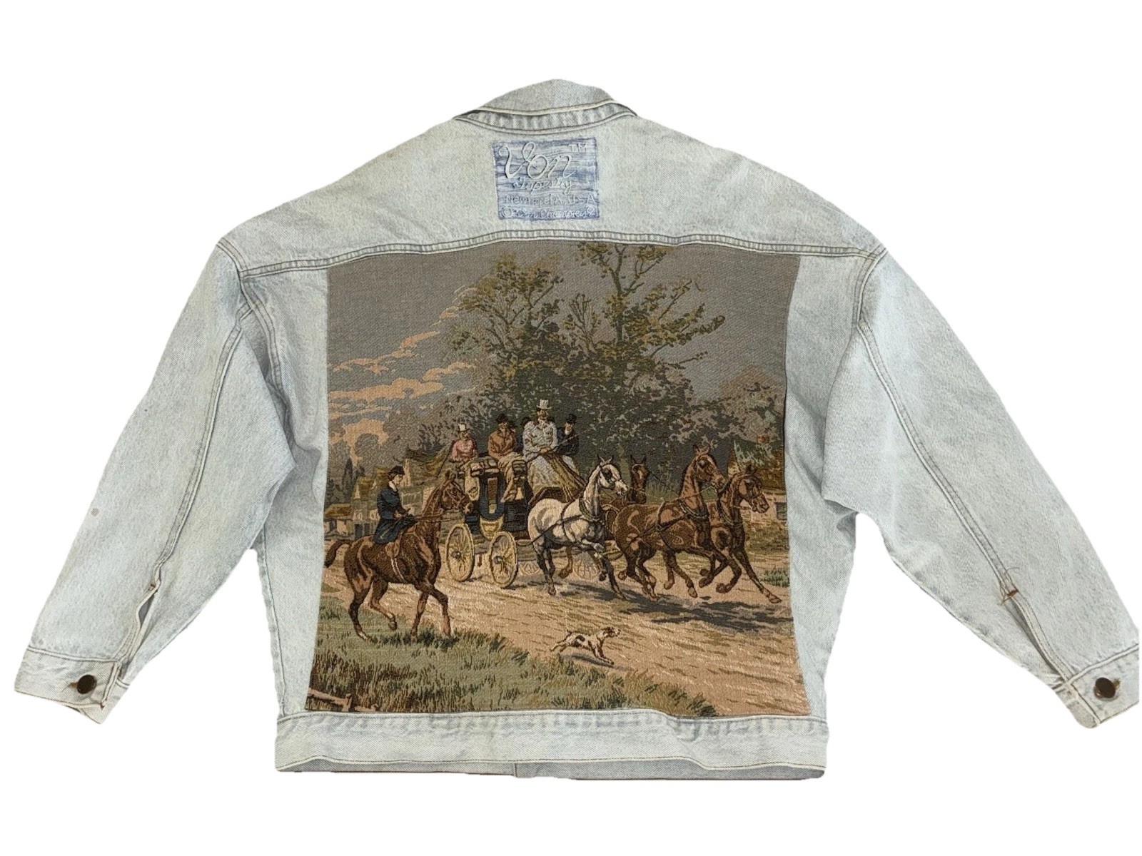 Von Ehrenpreis Jacket Women’s L Blue Denim Tapestry Coach New Hope PA Vintage